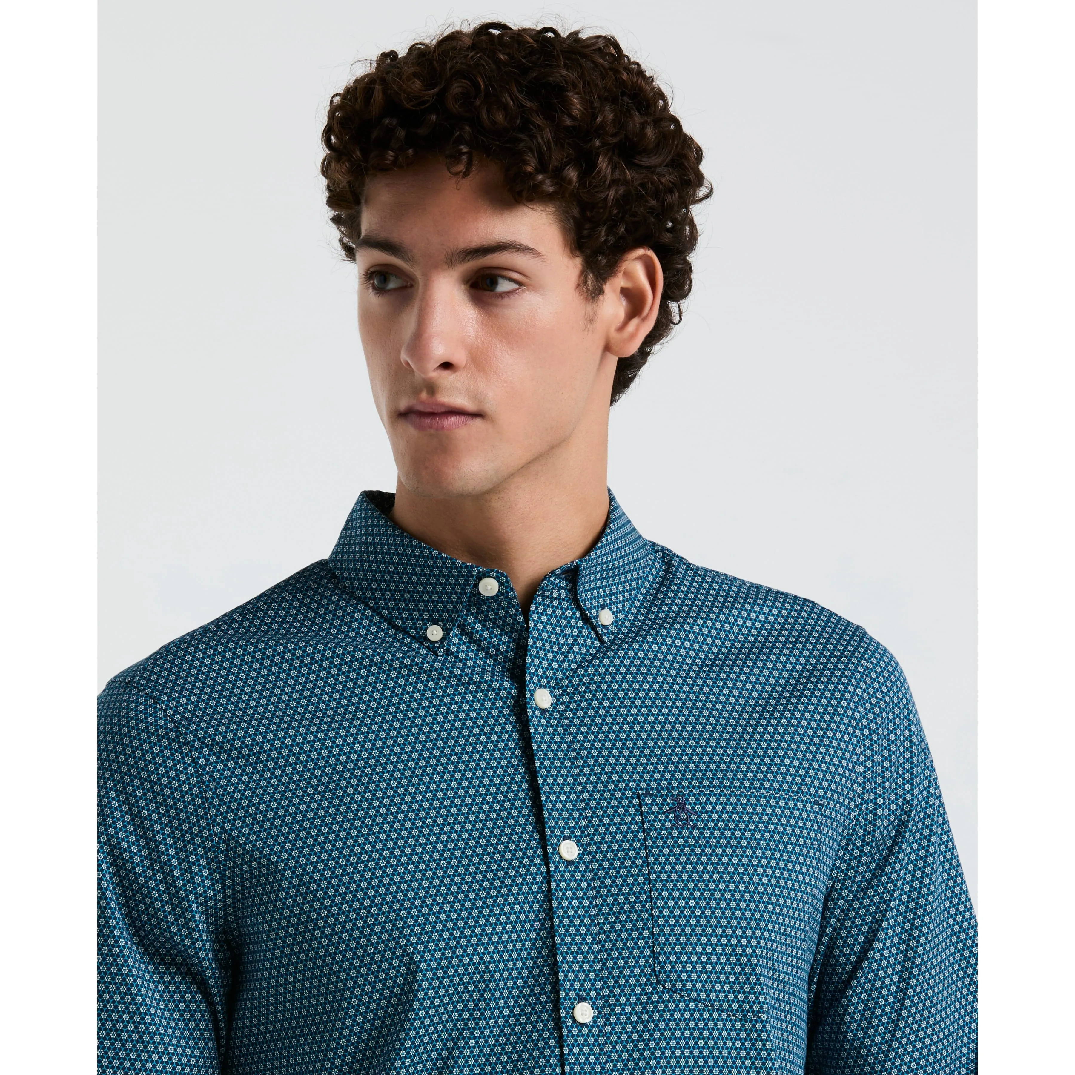 Poplin Mini Floral Geo Print Shirt sold by Original Penguin product image thumbnail 3