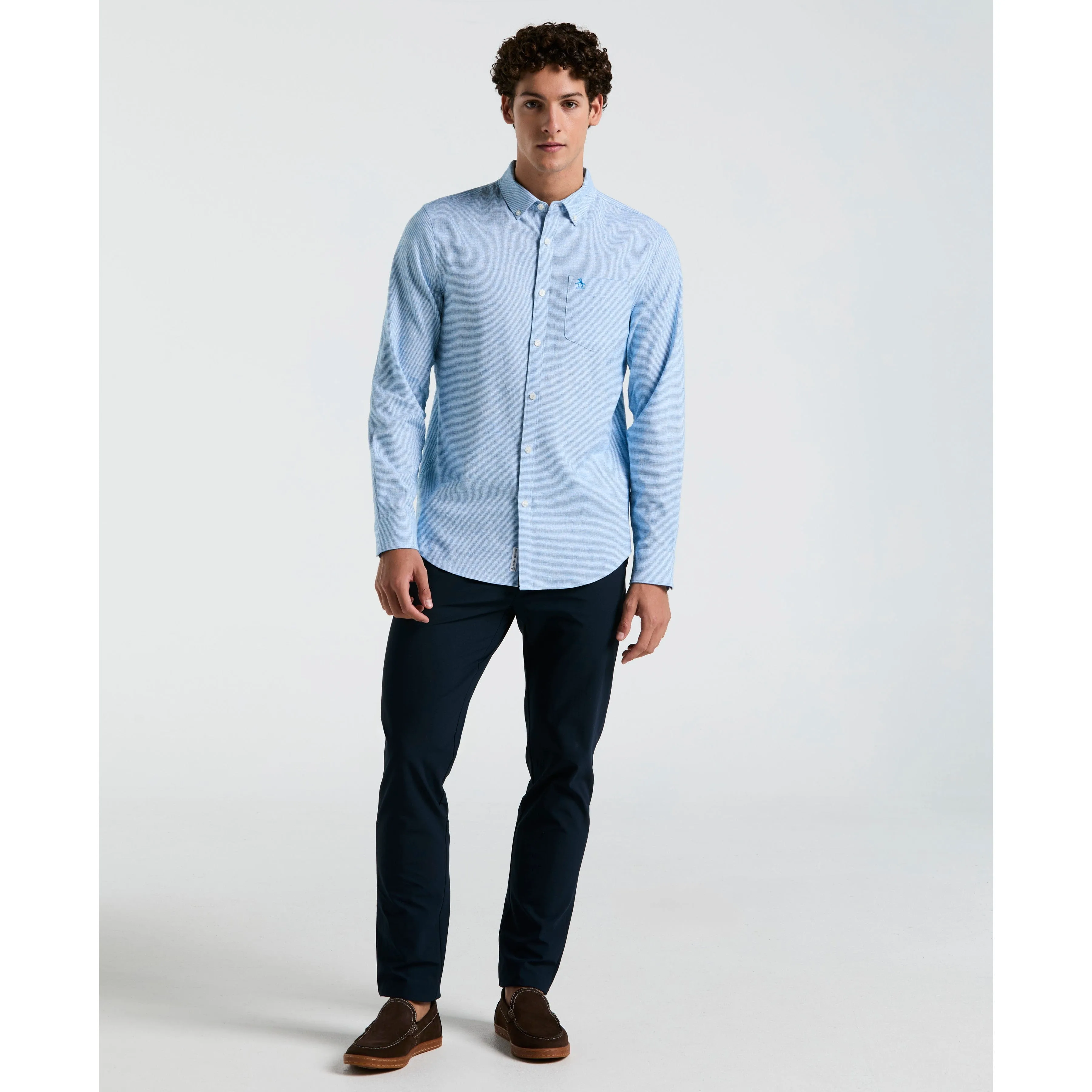 Linen Blend Stretch Feeder Stripe Shirt sold by Original Penguin product image thumbnail 4
