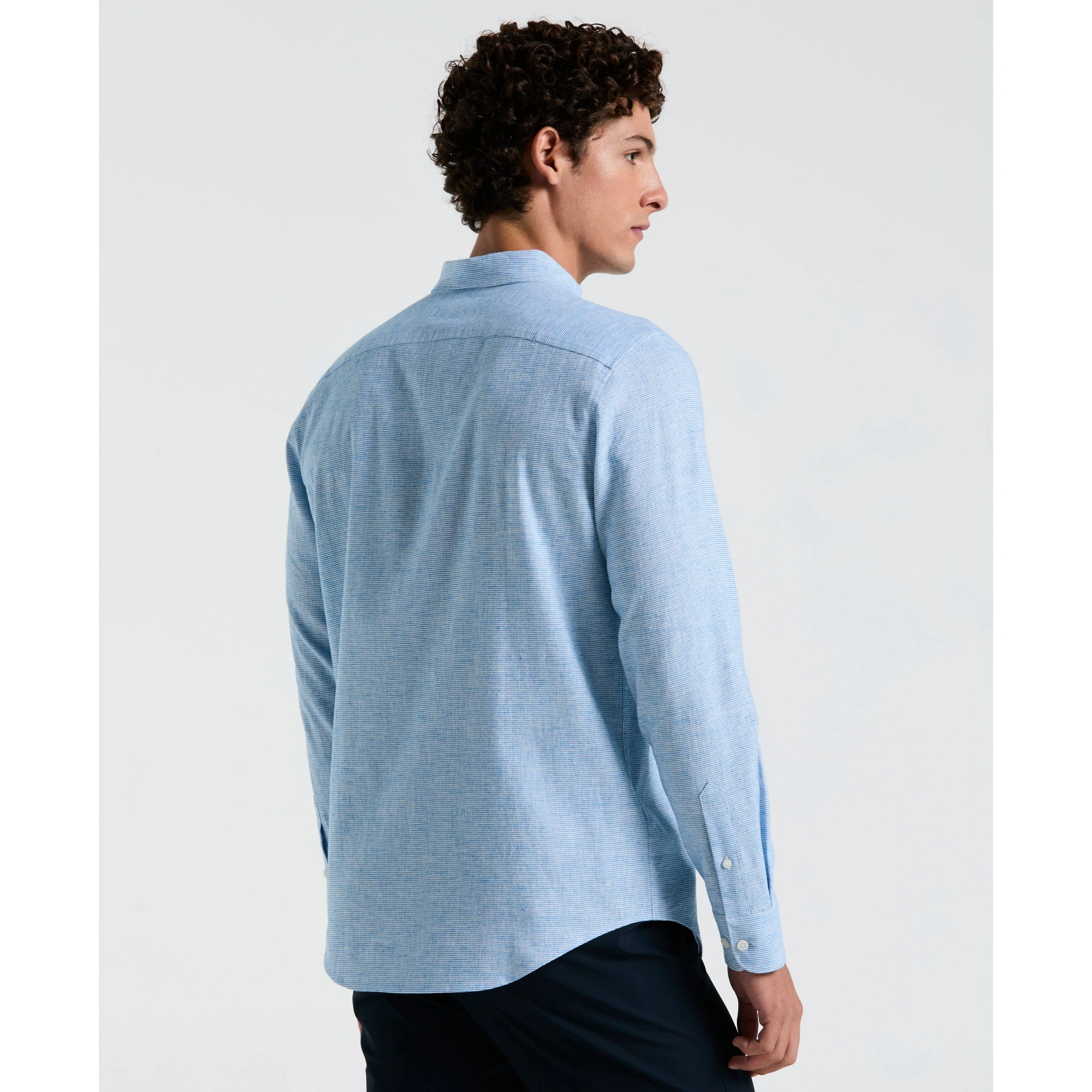 Linen Blend Stretch Feeder Stripe Shirt sold by Original Penguin product image thumbnail 2