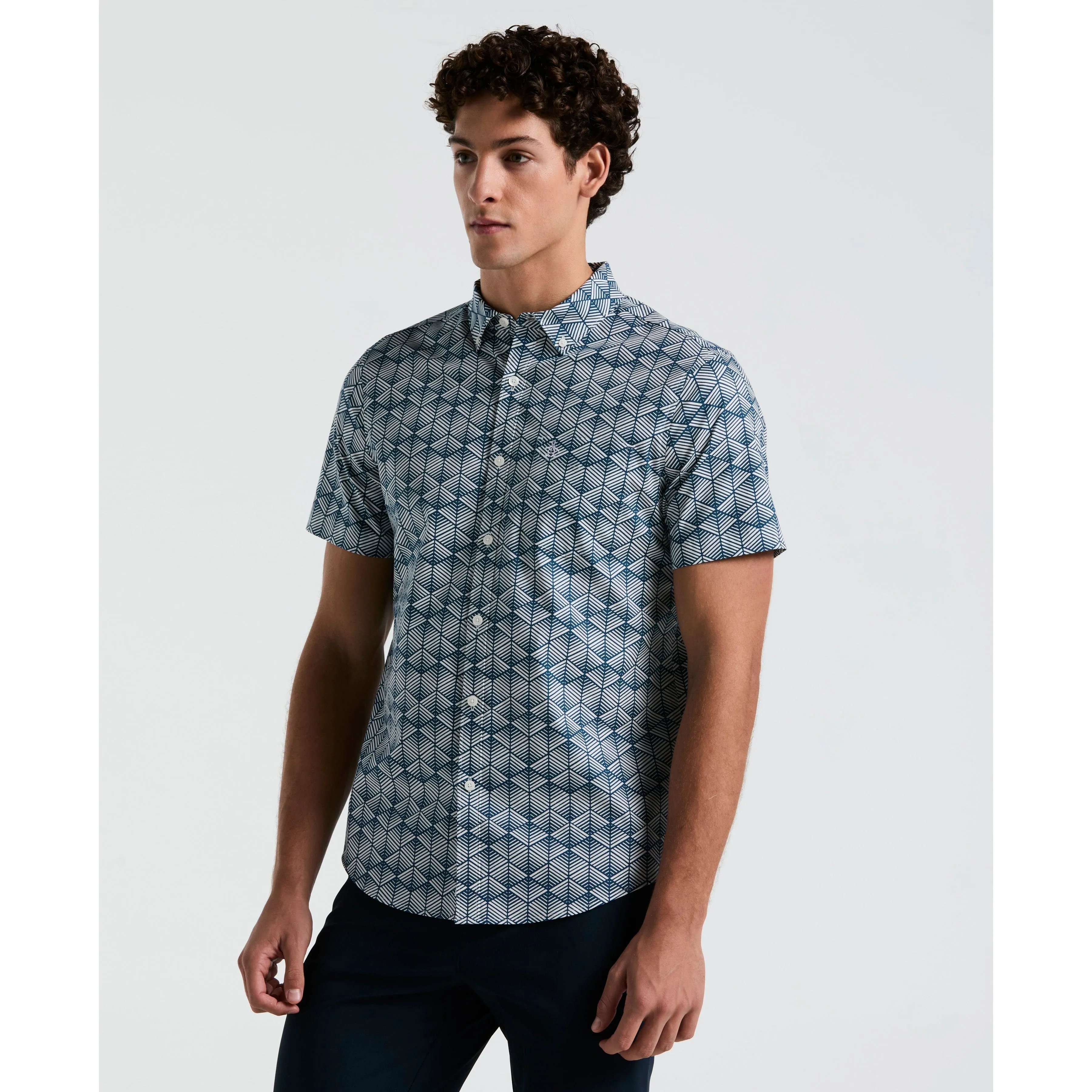 Poplin All-Over Geo Print Shirt sold by Original Penguin