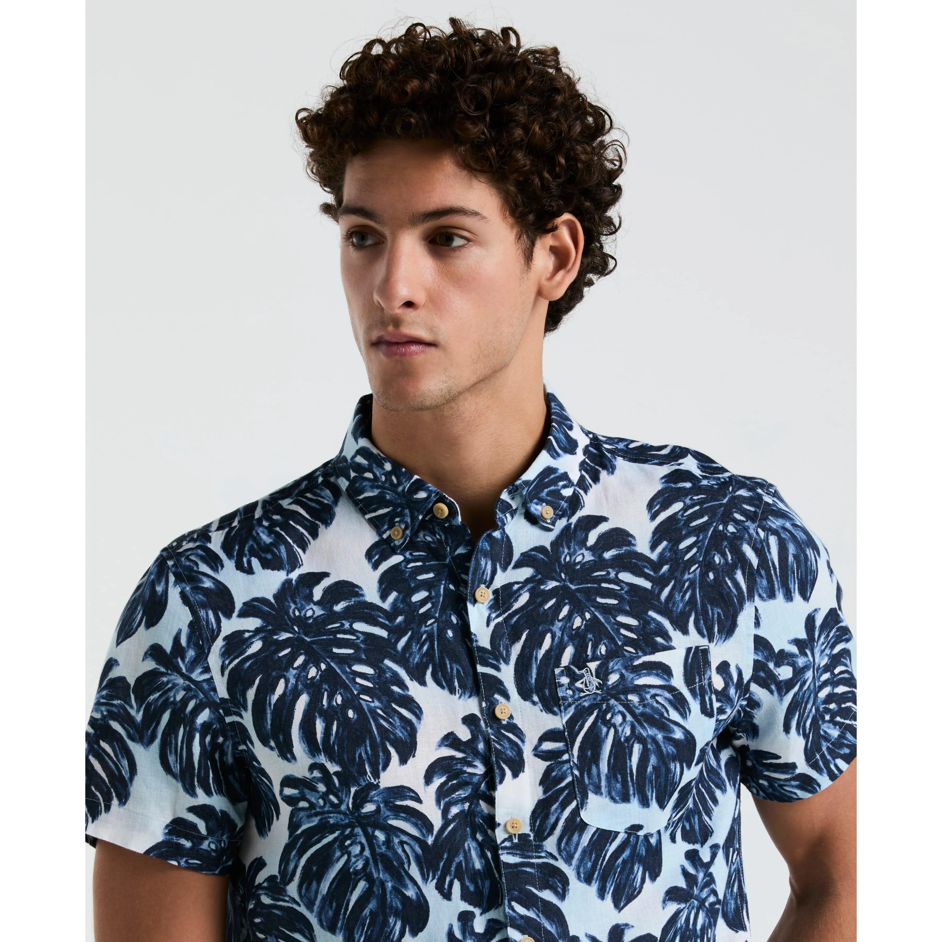 Linen Monstera Print Shirt sold by Original Penguin product image thumbnail 3