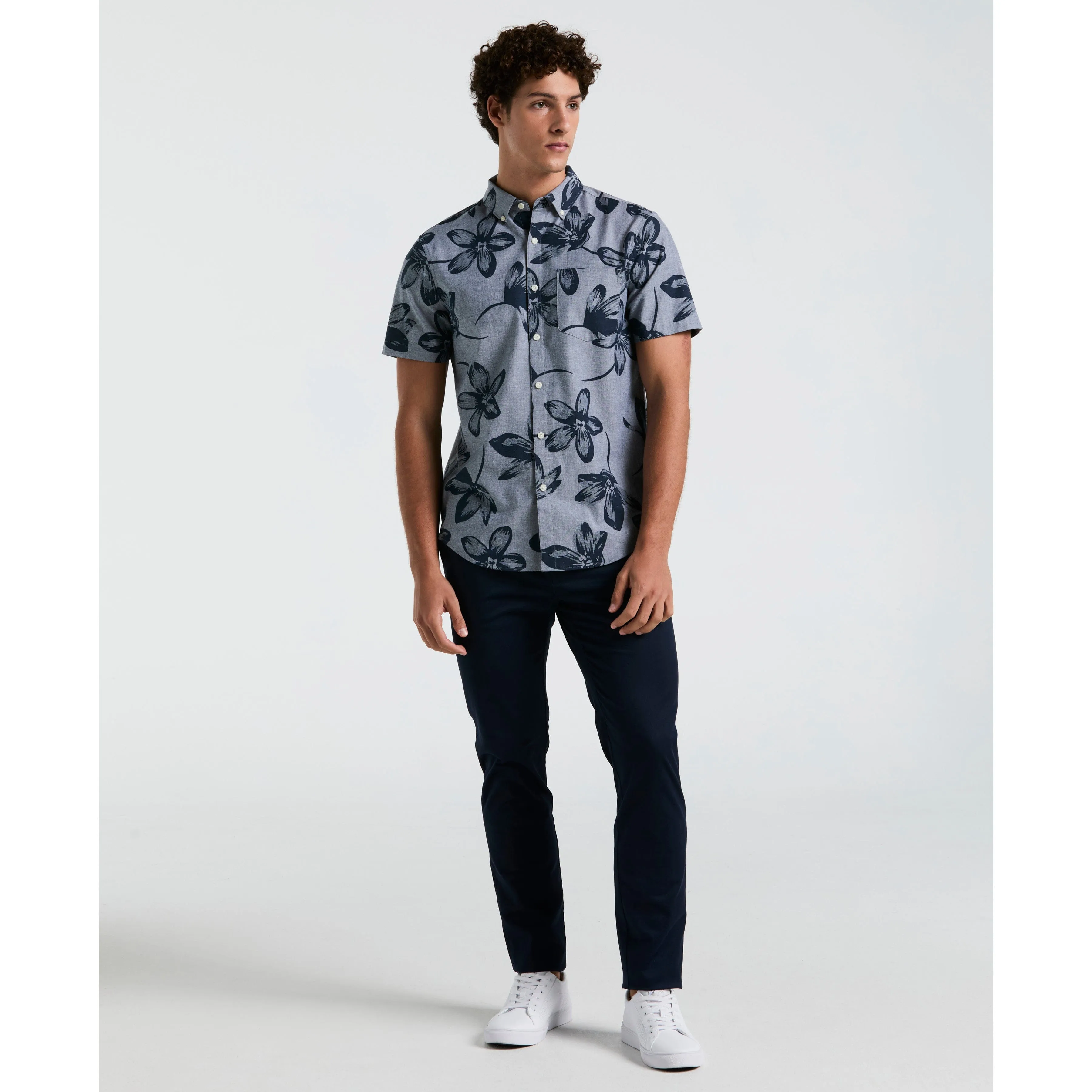 EcoVero™ Blend Floral Print Chambray Shirt sold by Original Penguin product image thumbnail 4