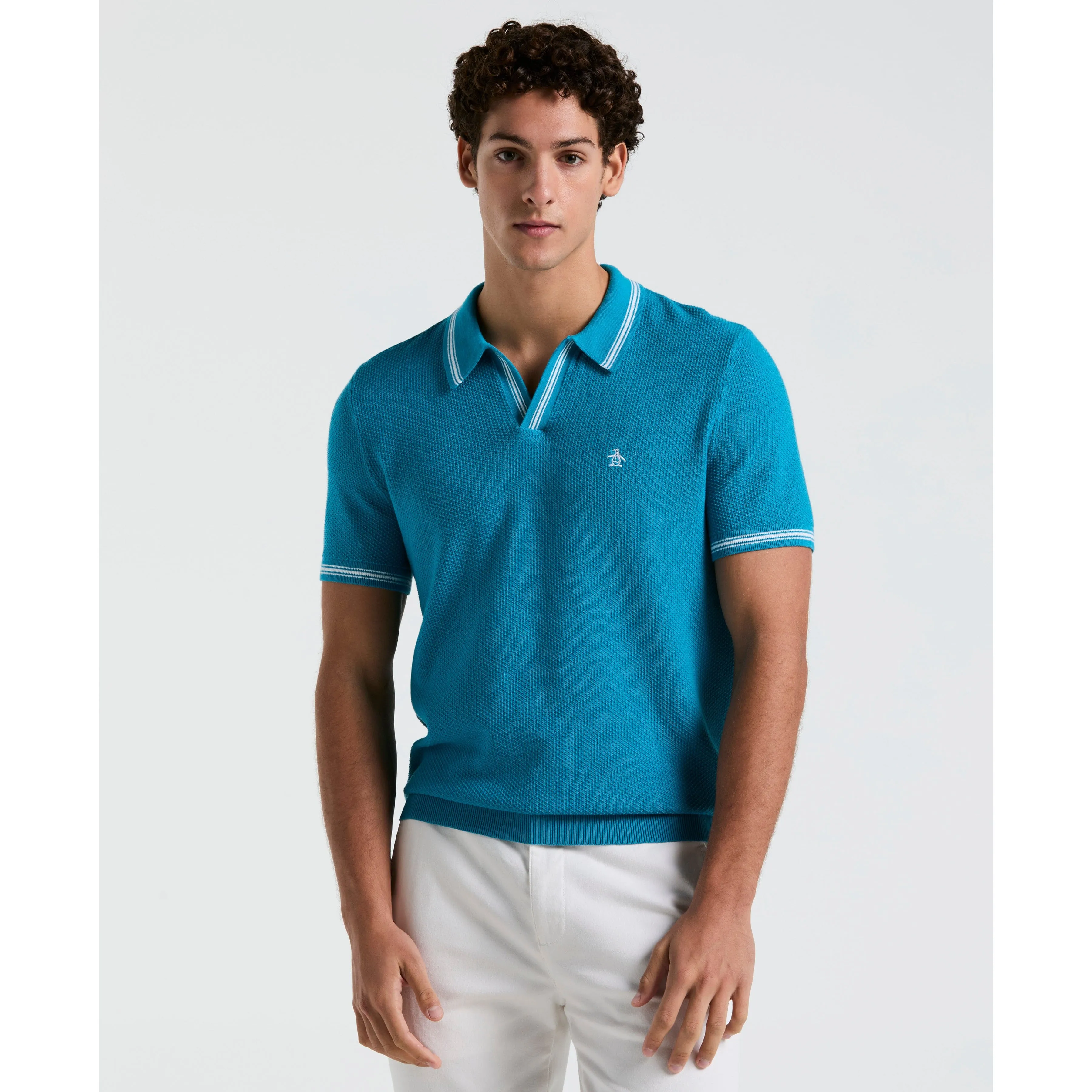 Textured Johnny Collar Sweater Polo sold by Original Penguin