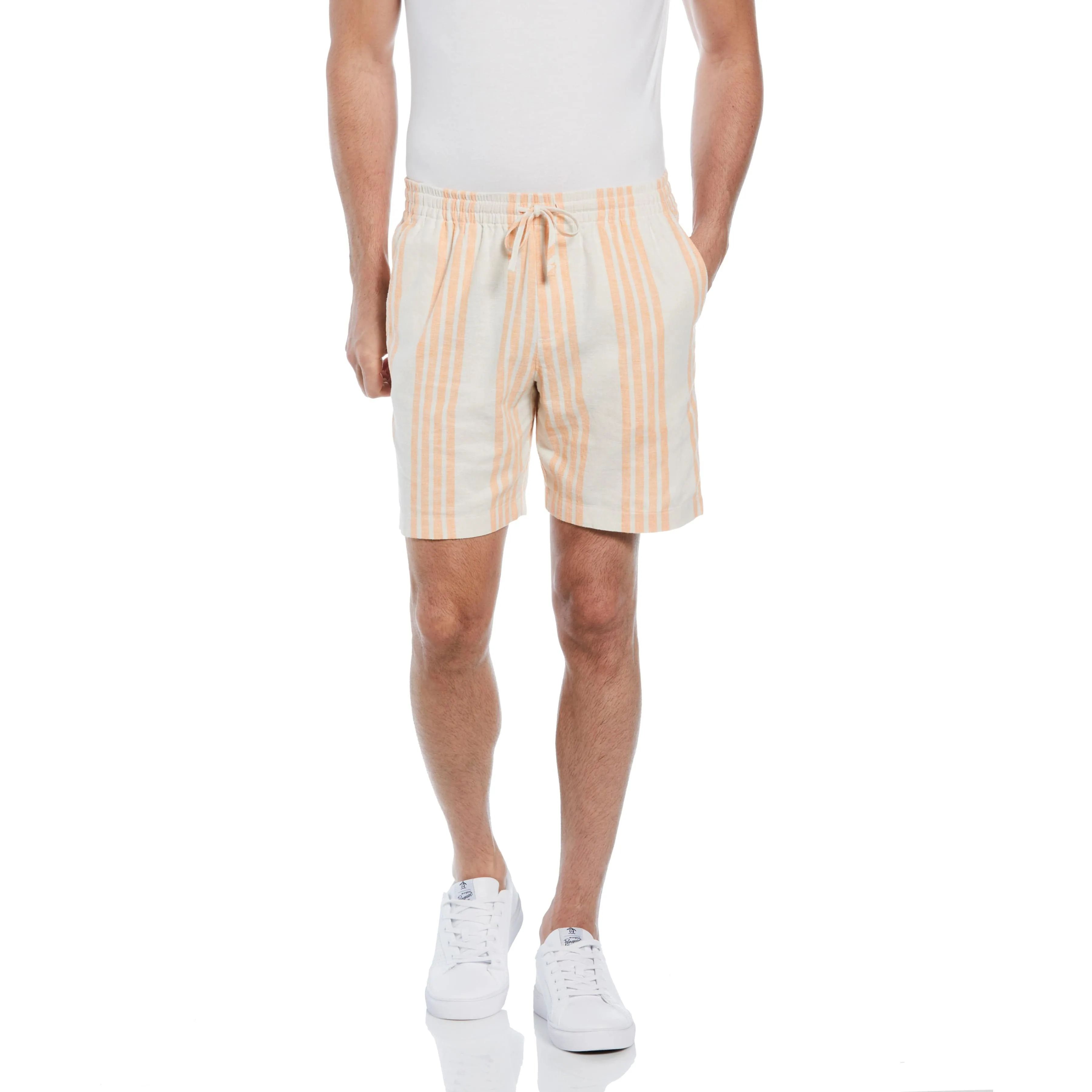 Linen Blend Vertical Stripe Print Short sold by Original Penguin
