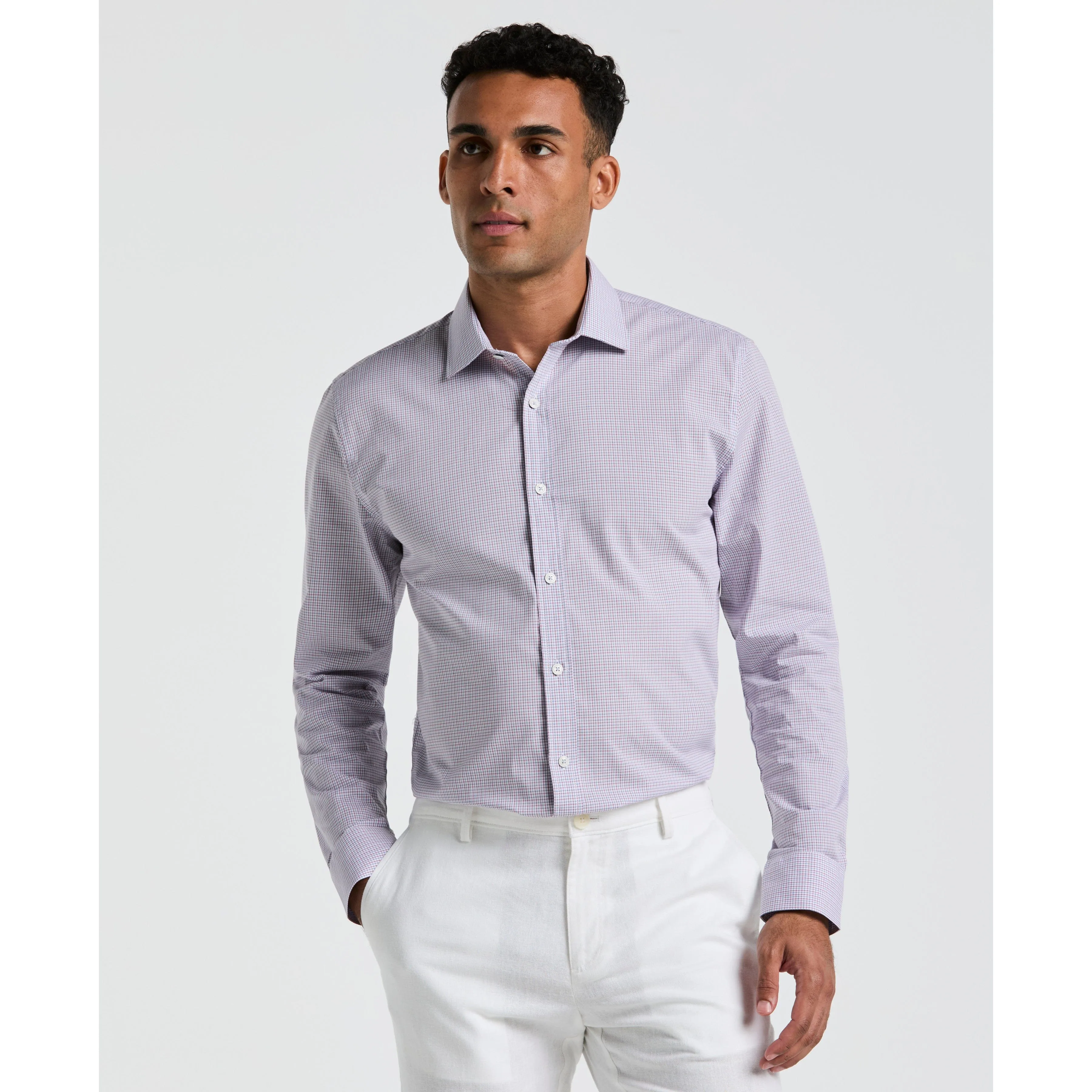 Plum Mini Check Print Dress Shirt sold by Original Penguin