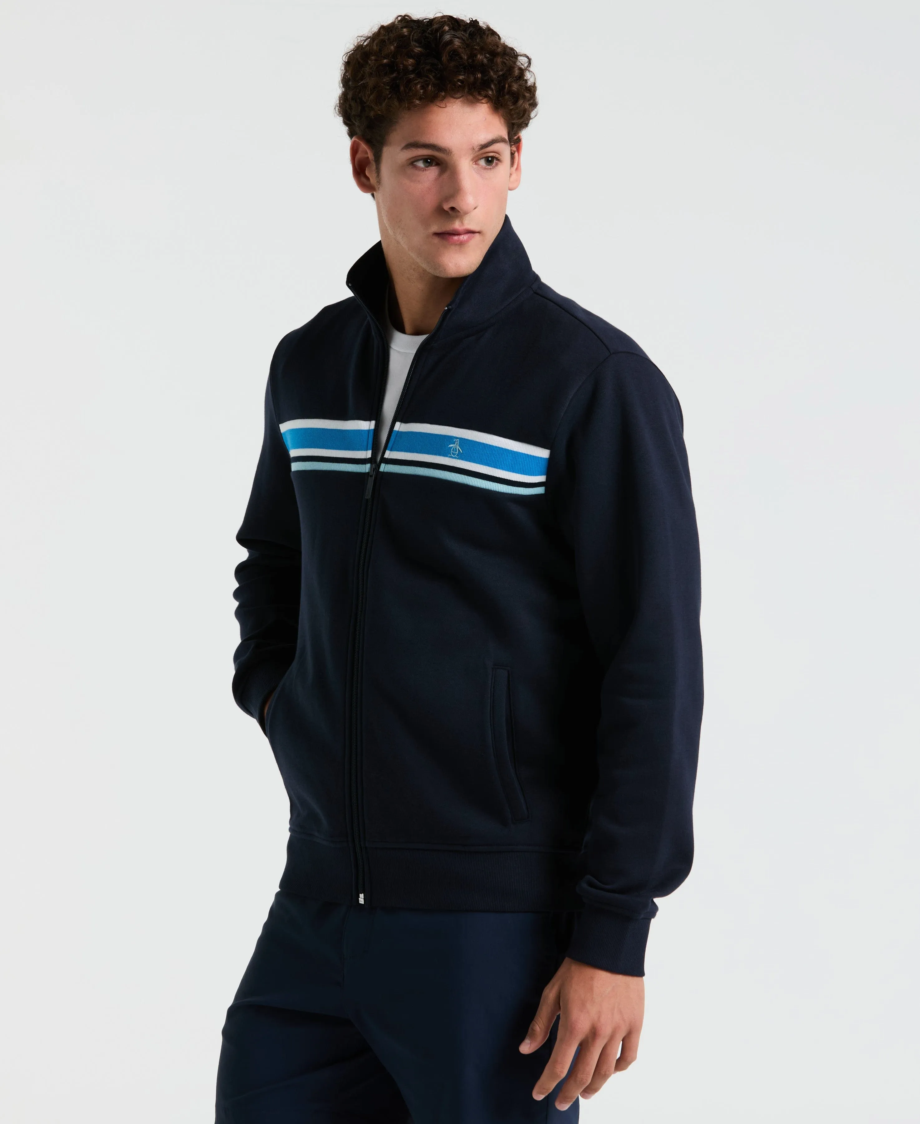 Fleece Chest Stripe Track Jacket sold by Original Penguin