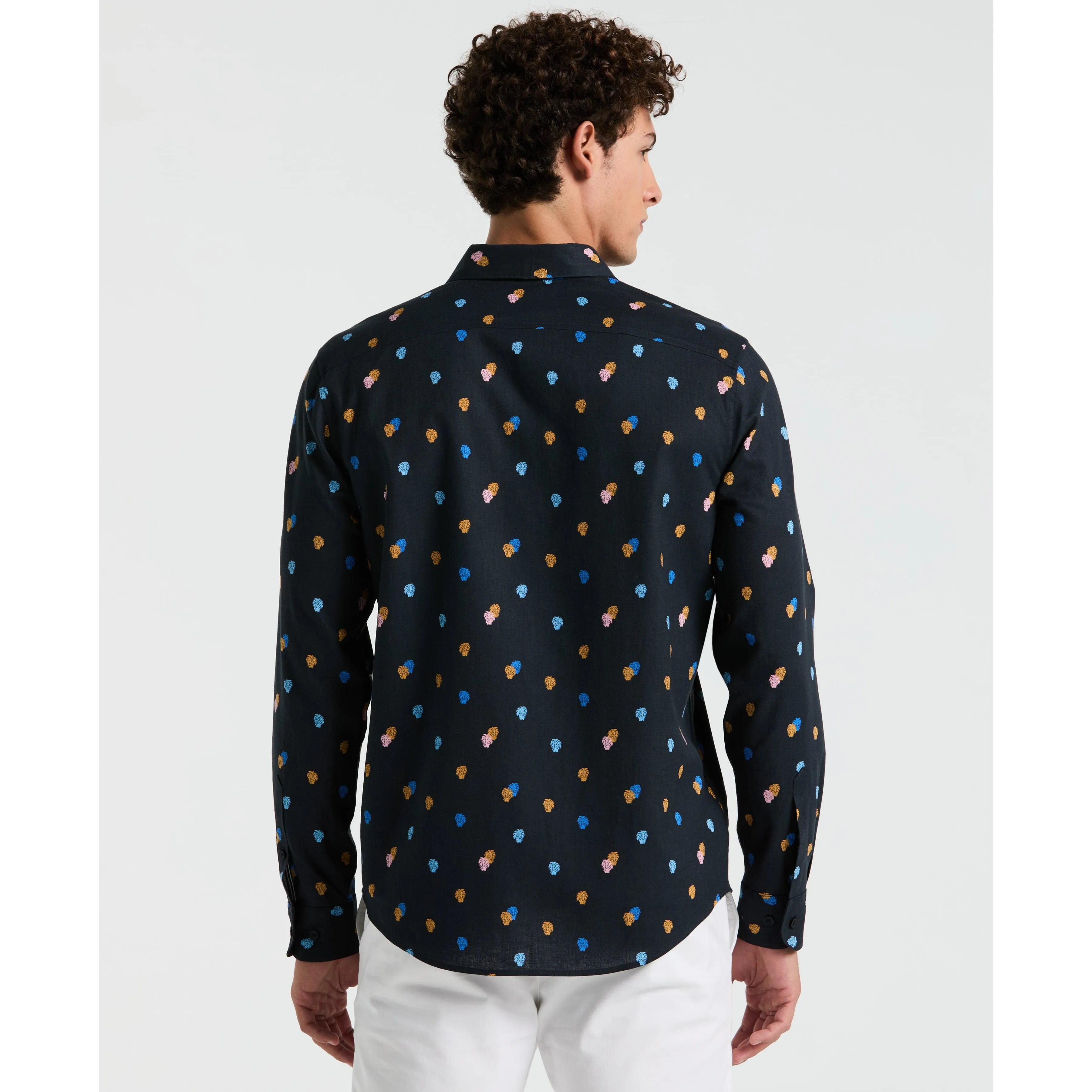 Linen Blend Mini Monstera Print Shirt sold by Original Penguin product image thumbnail 4