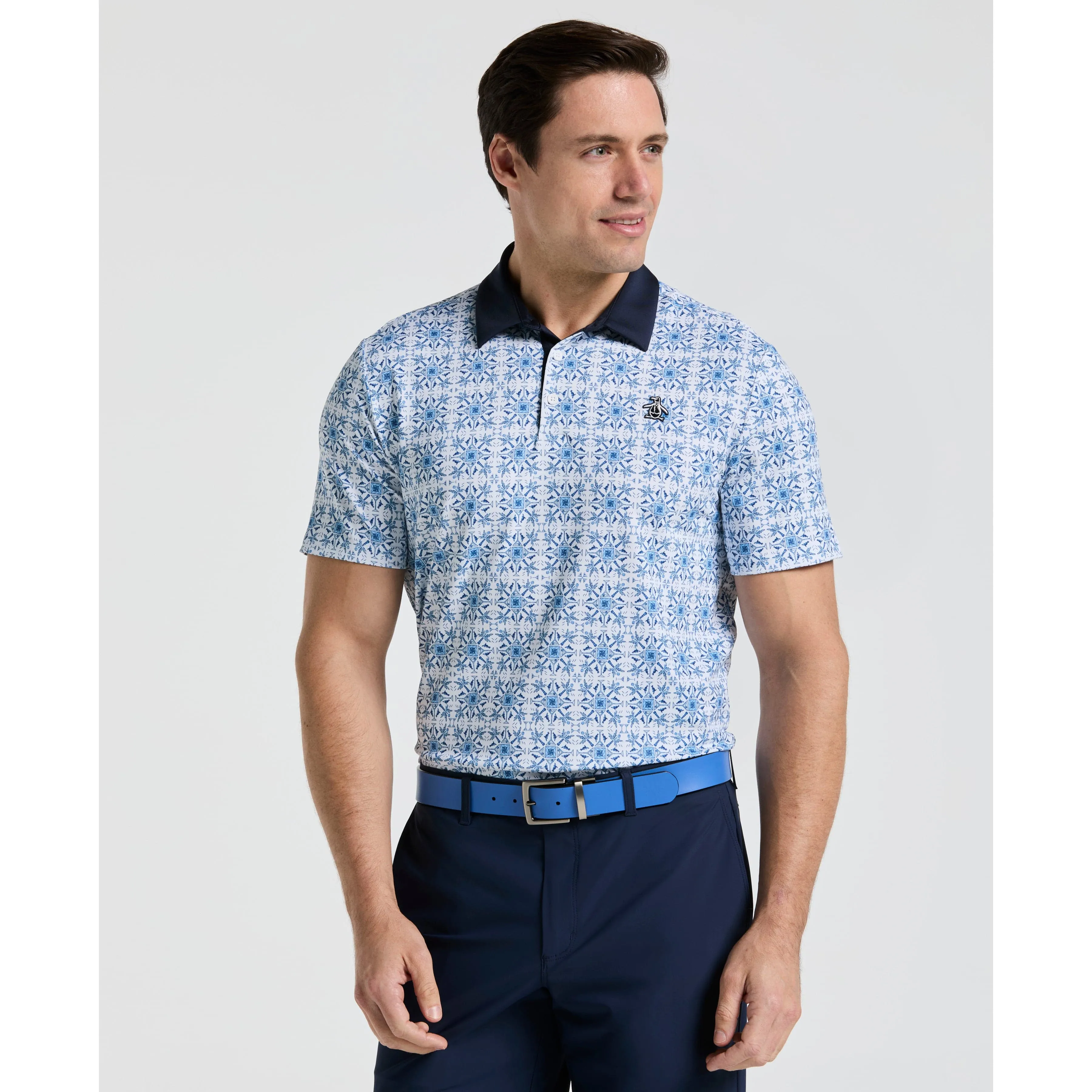 All-Over Cocktail Windowpane Printed Golf Polo sold by Original Penguin