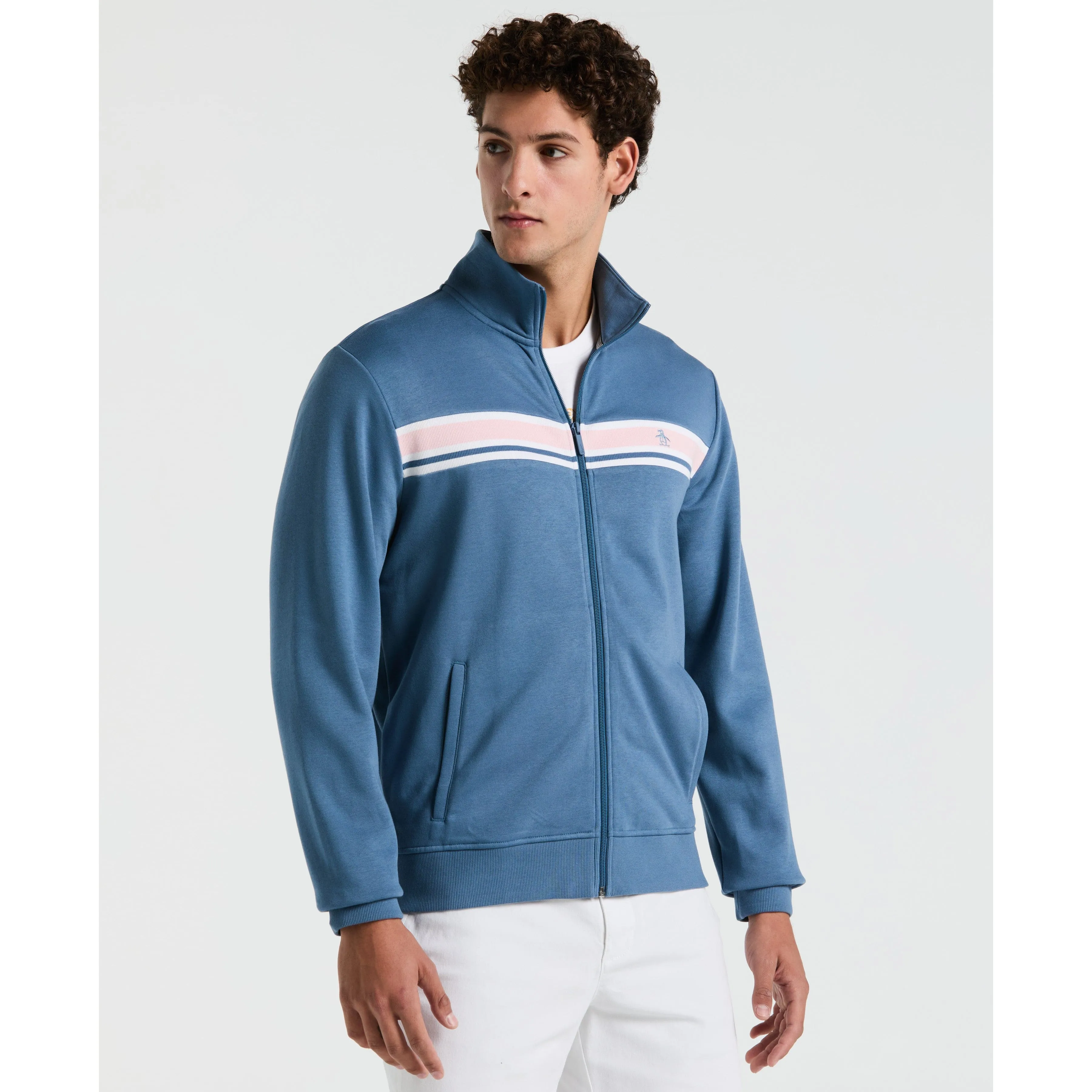 Chest Stripe Fleece Track Jacket sold by Original Penguin