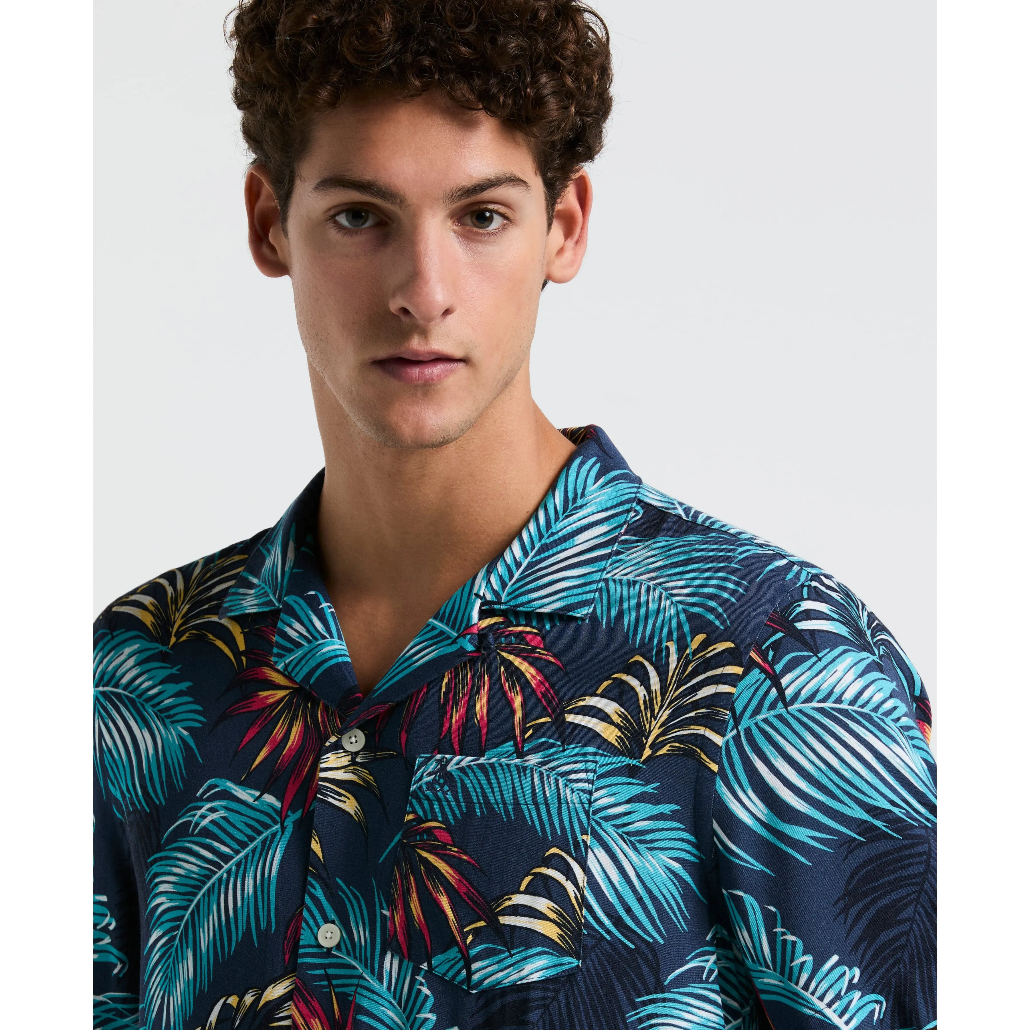 Camp All-Over Print Palm Leaf Shirt sold by Original Penguin
