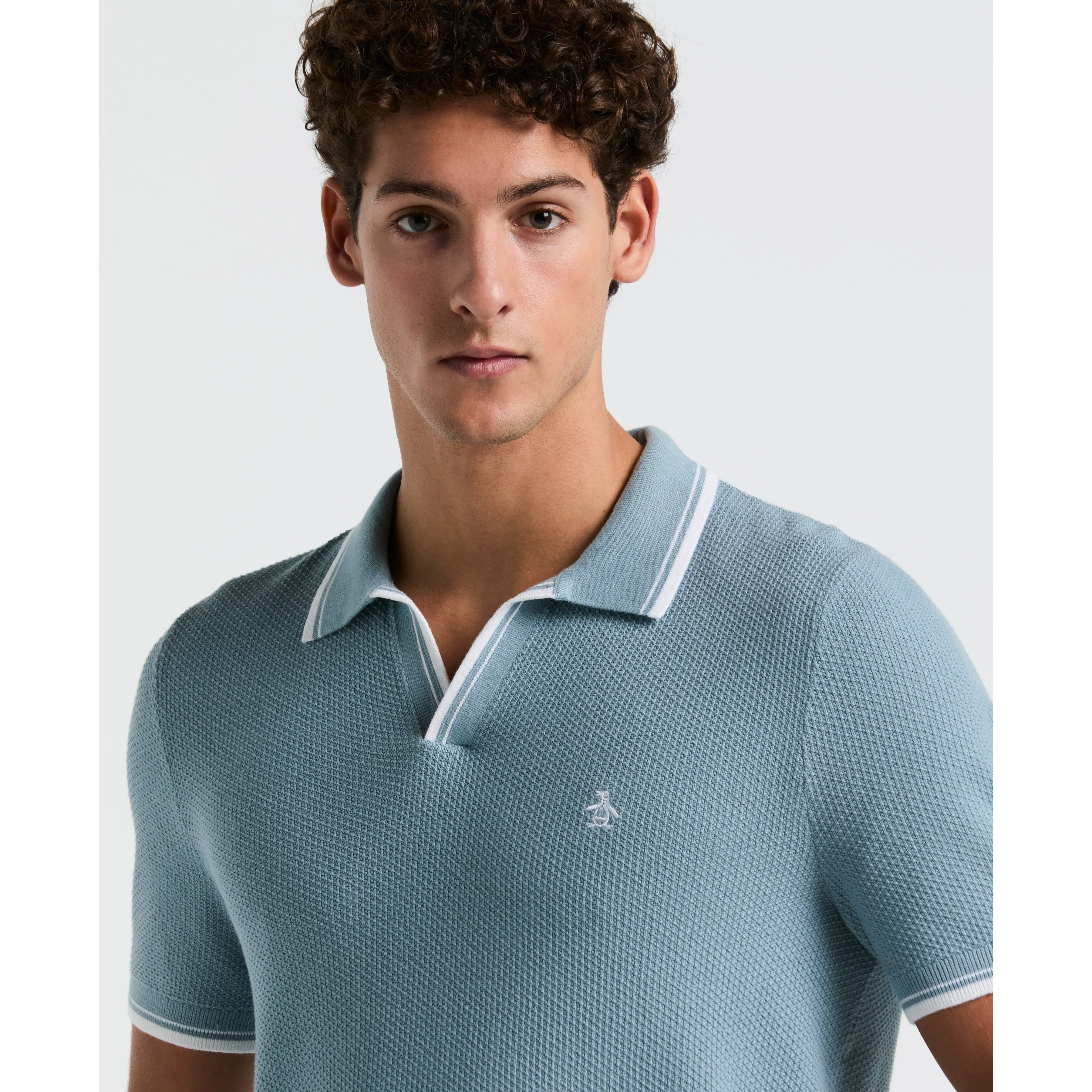 Textured Johnny Collar Sweater Polo sold by Original Penguin product image thumbnail 3