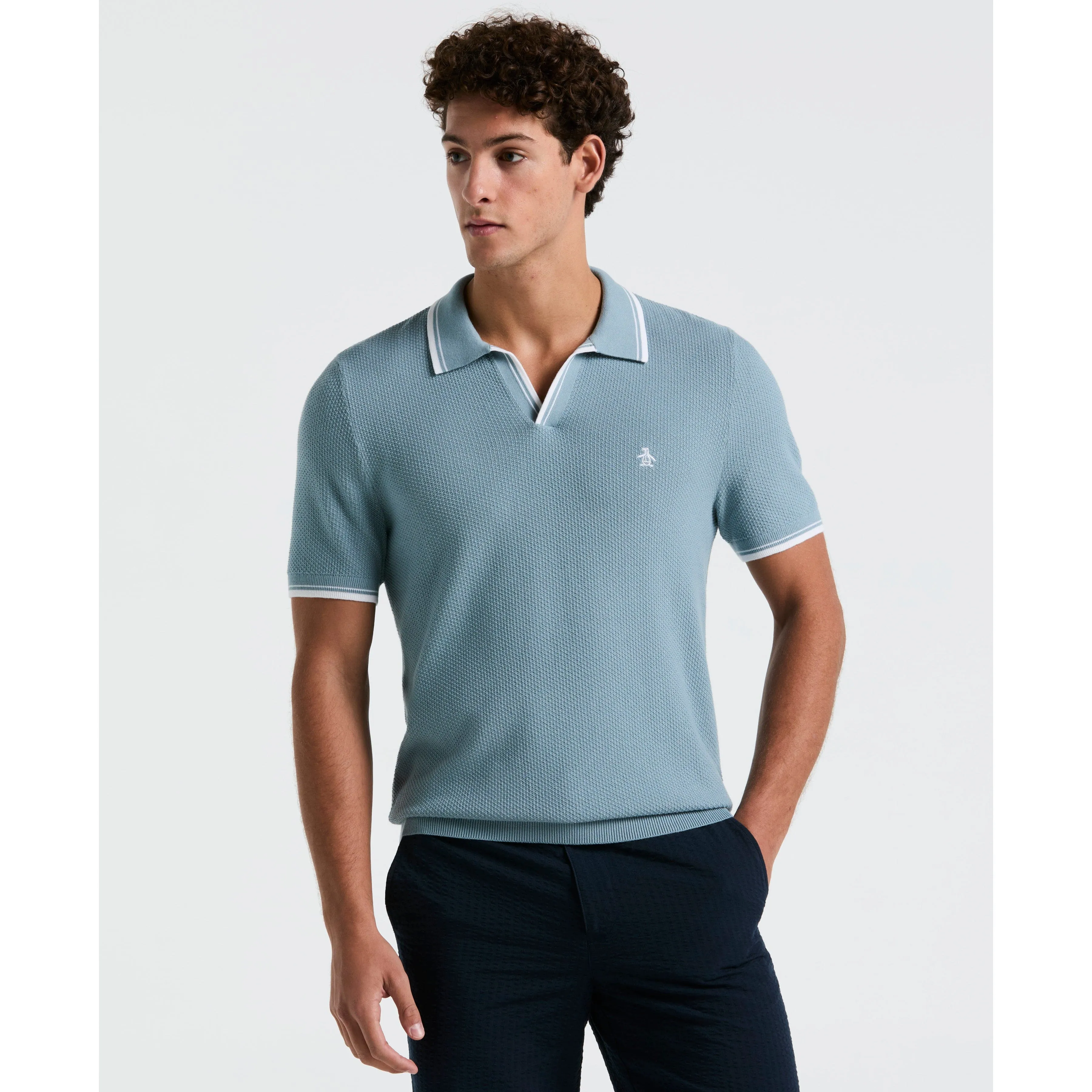 Textured Johnny Collar Sweater Polo sold by Original Penguin