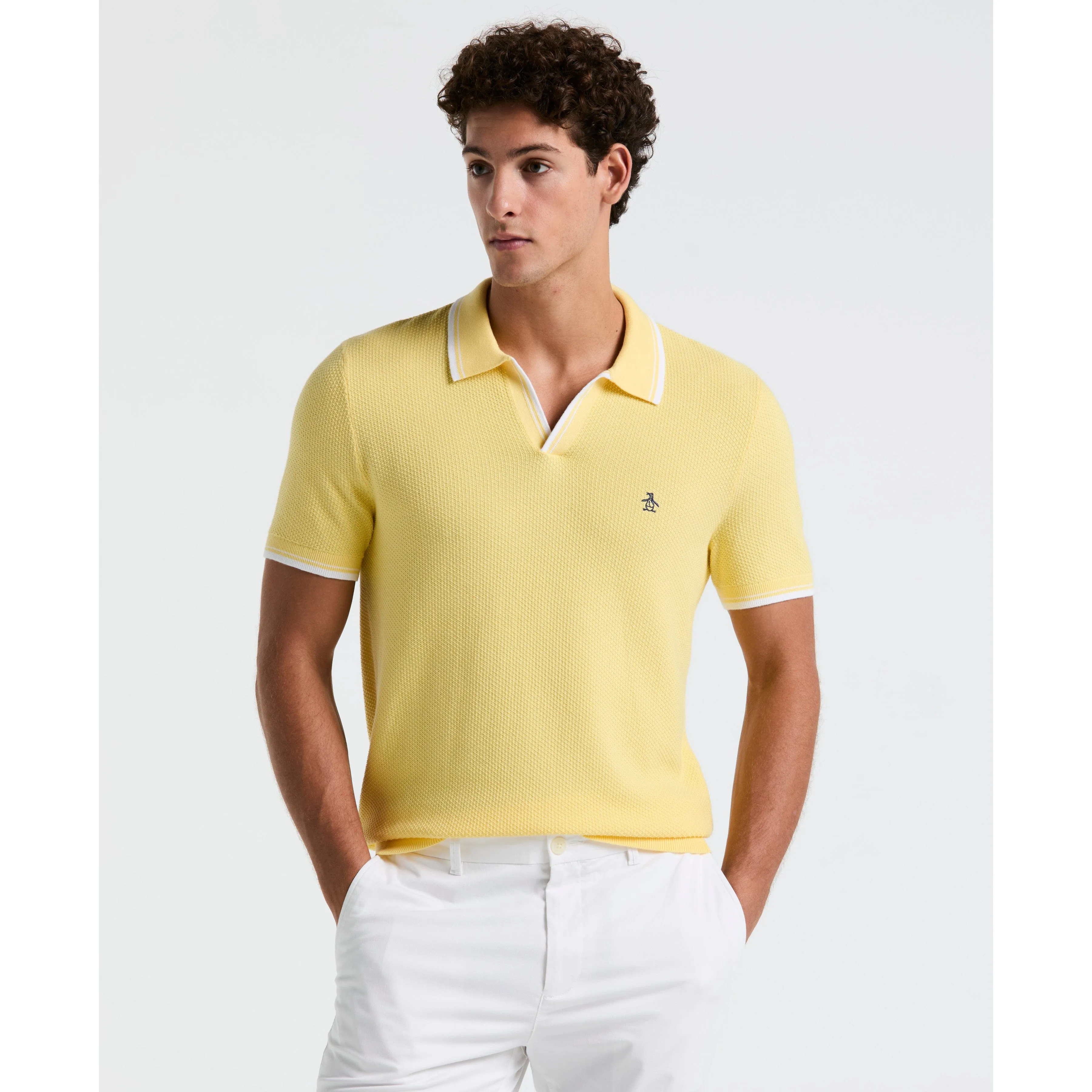 Textured Johnny Collar Sweater Polo sold by Original Penguin
