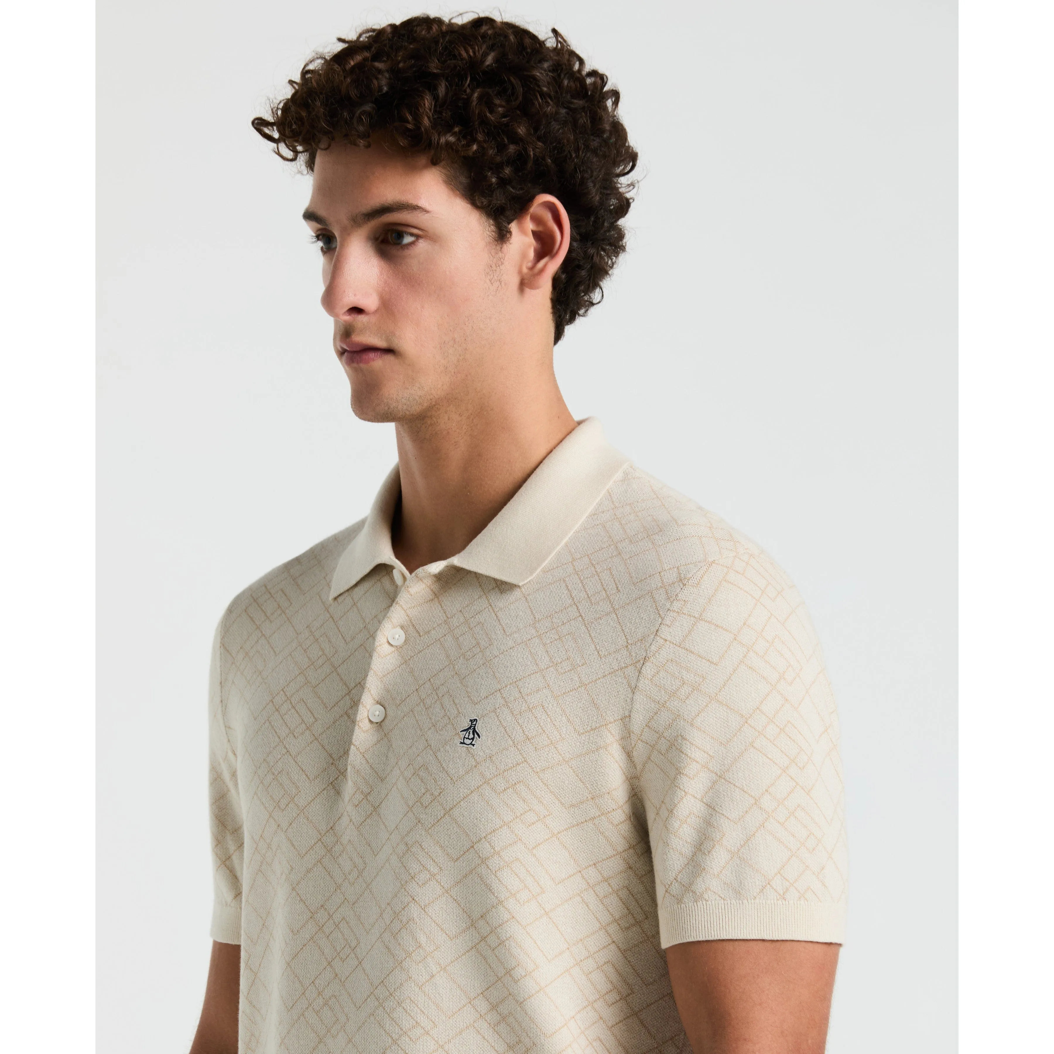 Jacquard Geometric Sweater Polo sold by Original Penguin product image thumbnail 3