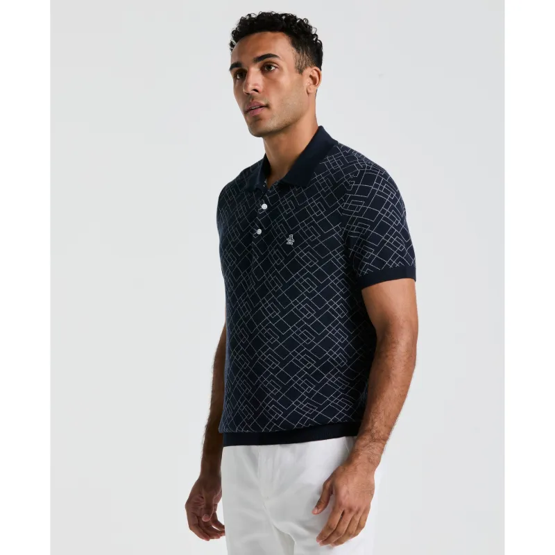 Jacquard Geometric Sweater Polo sold by Original Penguin