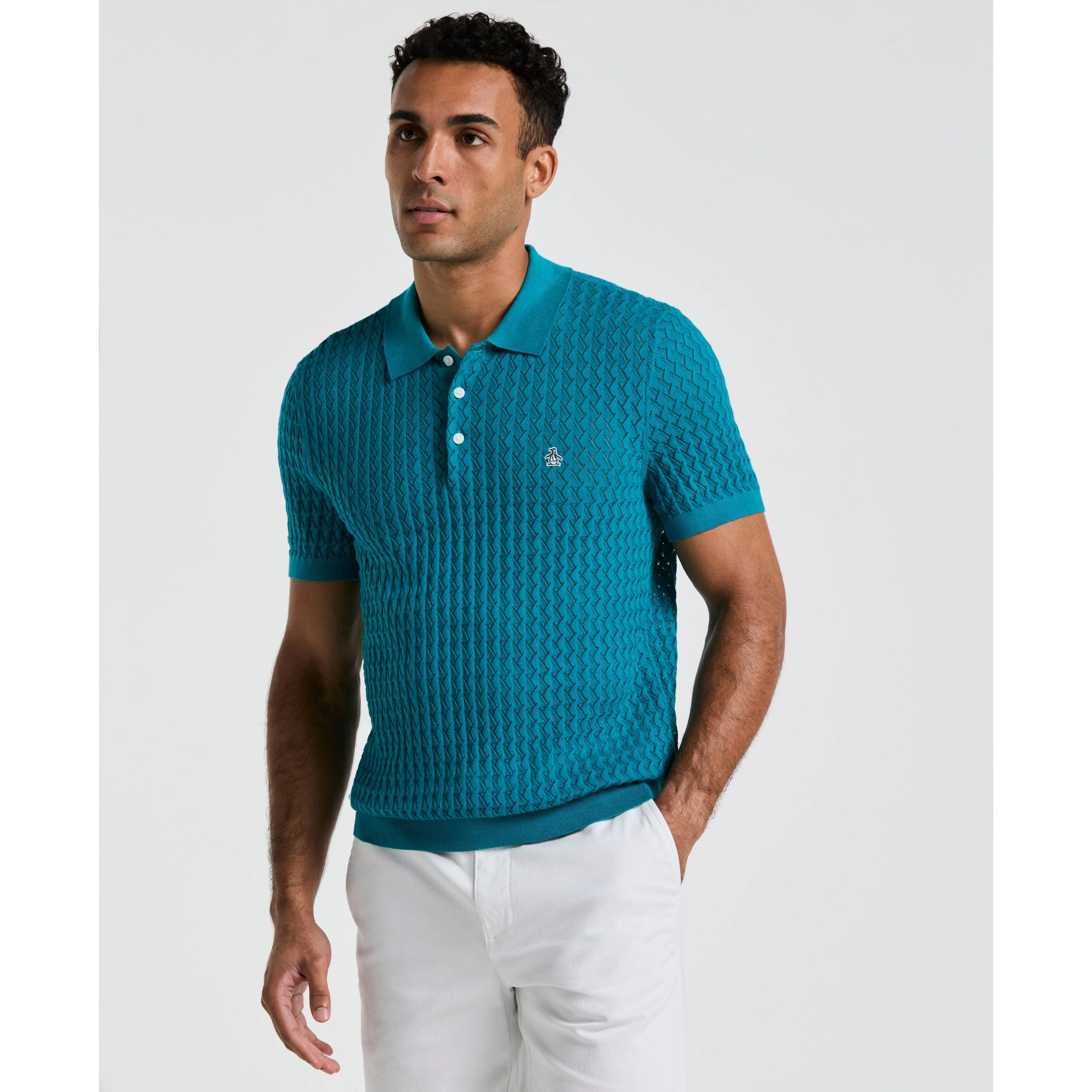 Drop Needle Textured Sweater Polo sold by Original Penguin