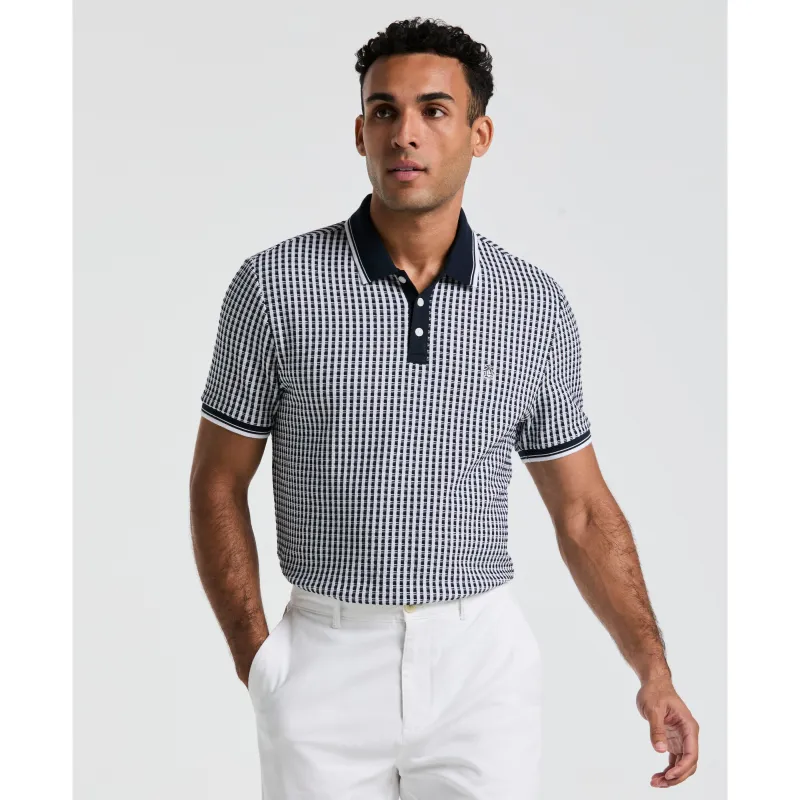 Jacquard All-Over Contrast Check Polo sold by Original Penguin
