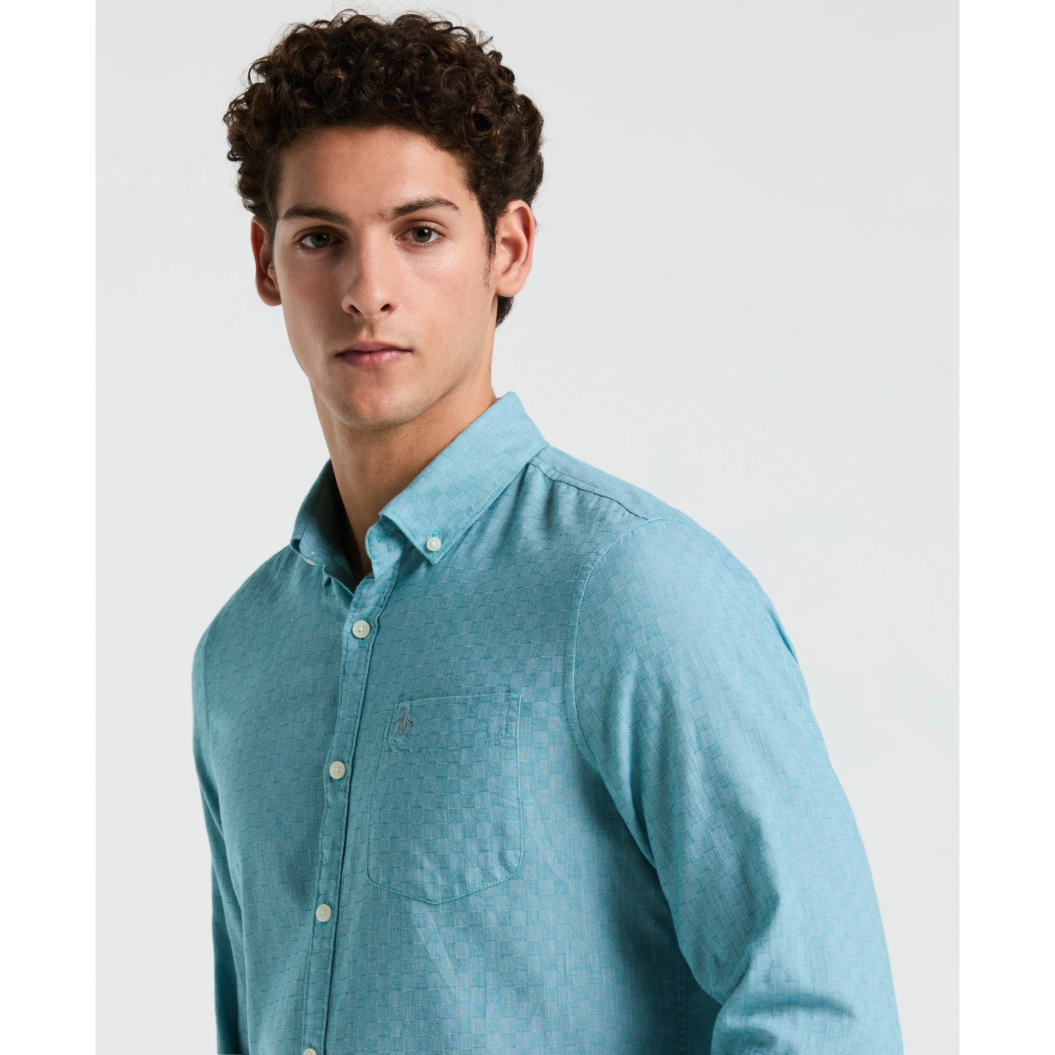 Long Sleeve EcoVero™ Tonal Check Shirt sold by Original Penguin product image thumbnail 3