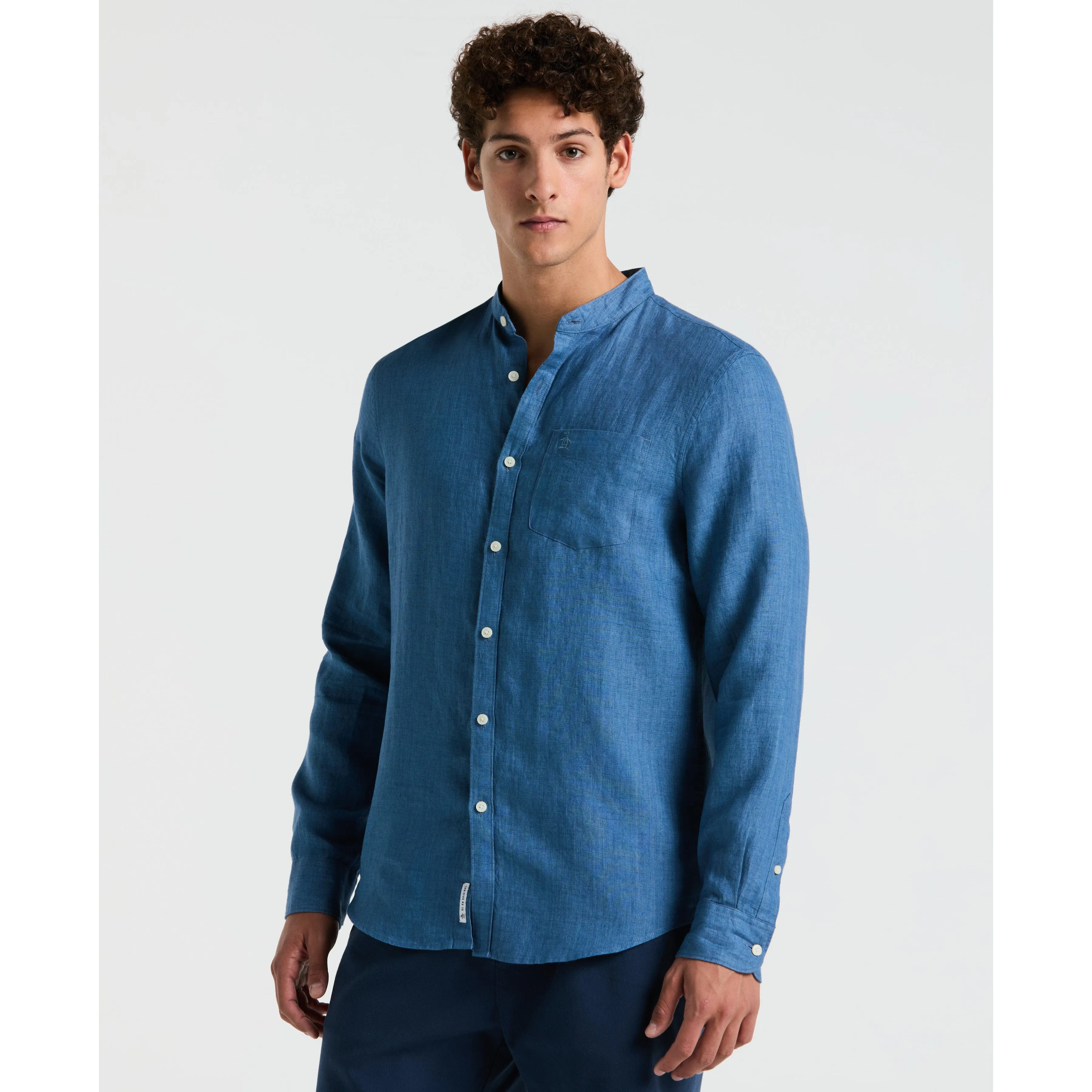 Delave Linen Mandarin Collar Shirt sold by Original Penguin