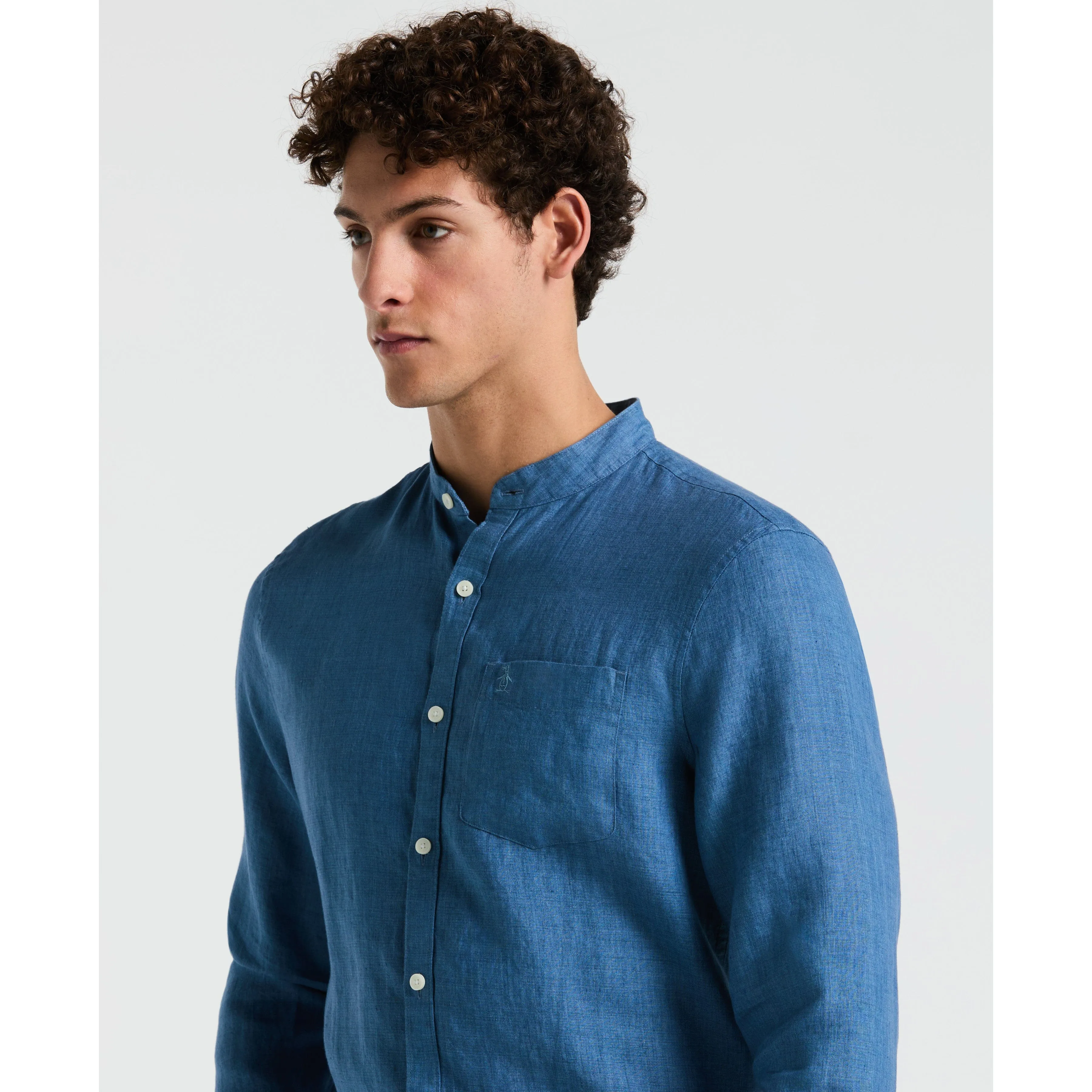 Delave Linen Mandarin Collar Shirt sold by Original Penguin product image thumbnail 3