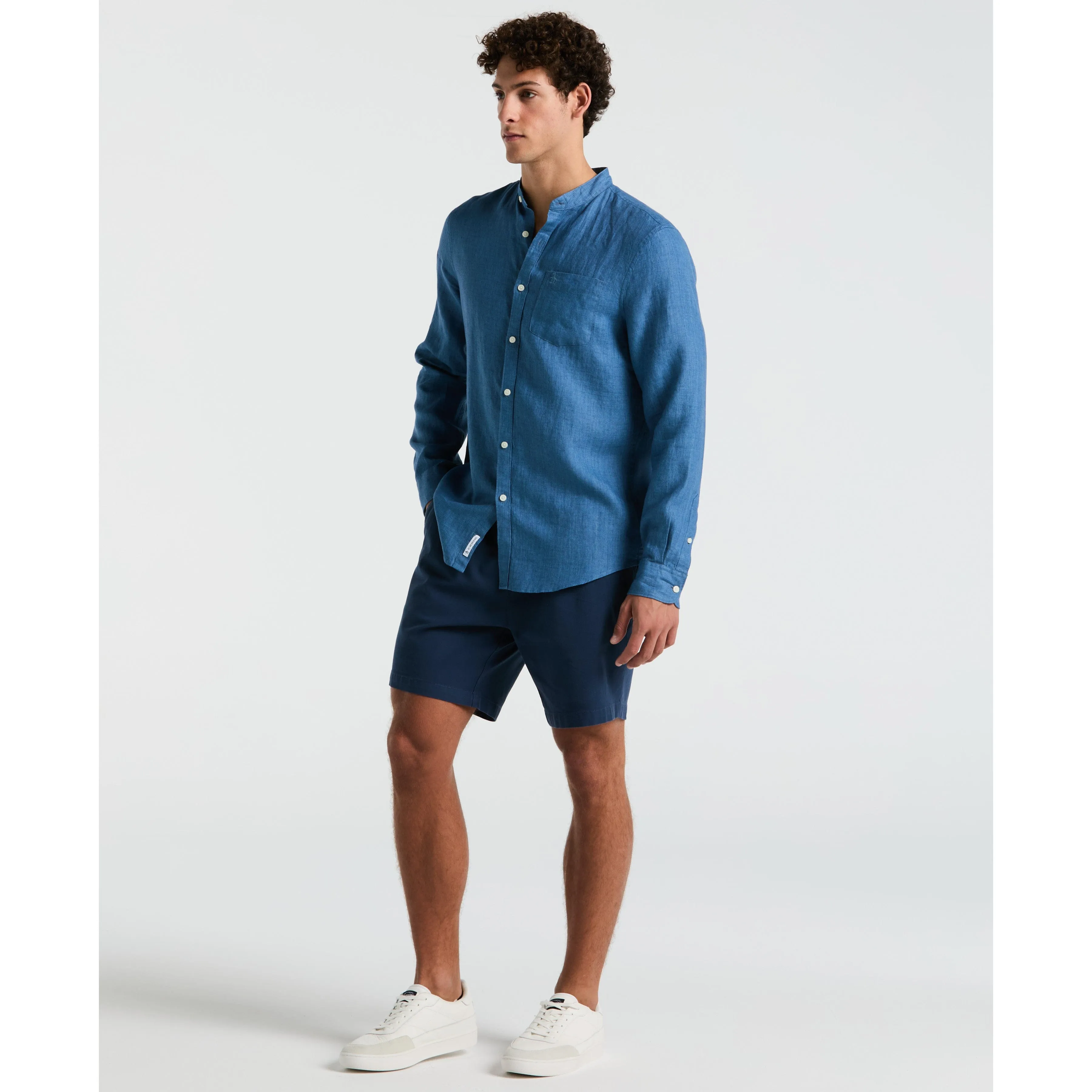 Delave Linen Mandarin Collar Shirt sold by Original Penguin product image thumbnail 2