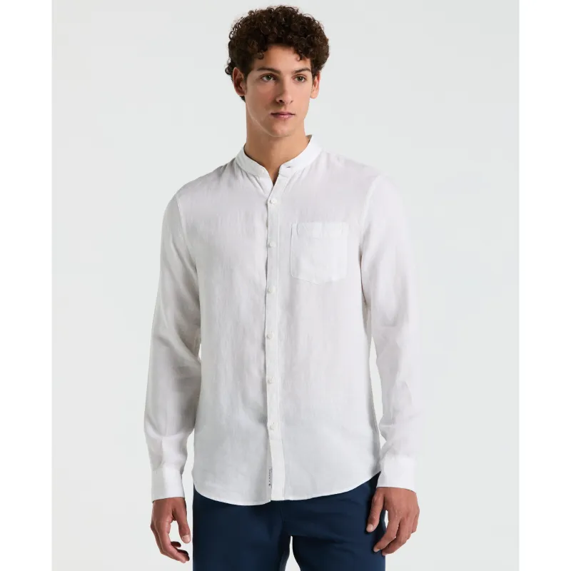 Delave Linen Mandarin Collar Button-Down Shirt sold by Original Penguin