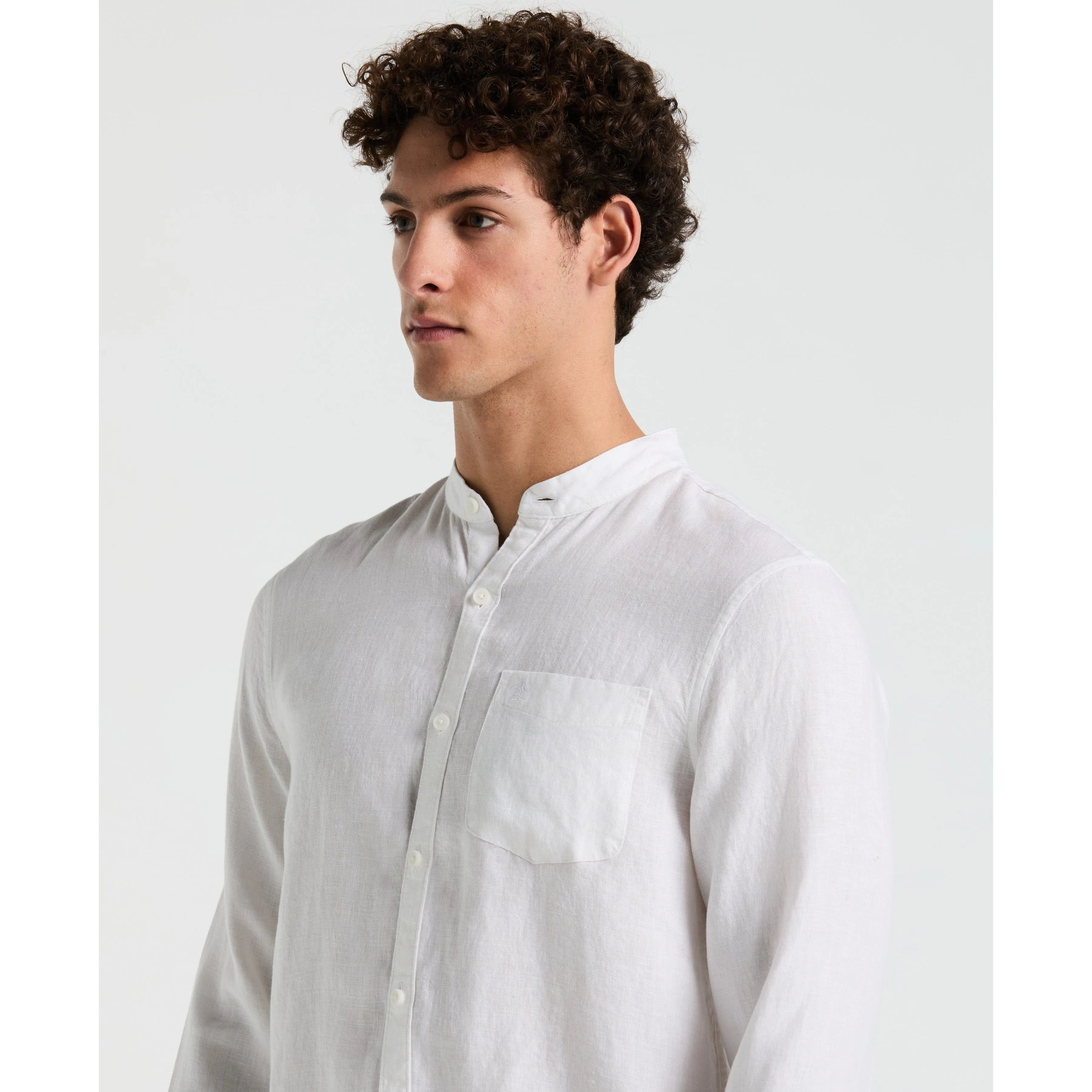 Delave Linen Mandarin Collar Shirt sold by Original Penguin product image thumbnail 3