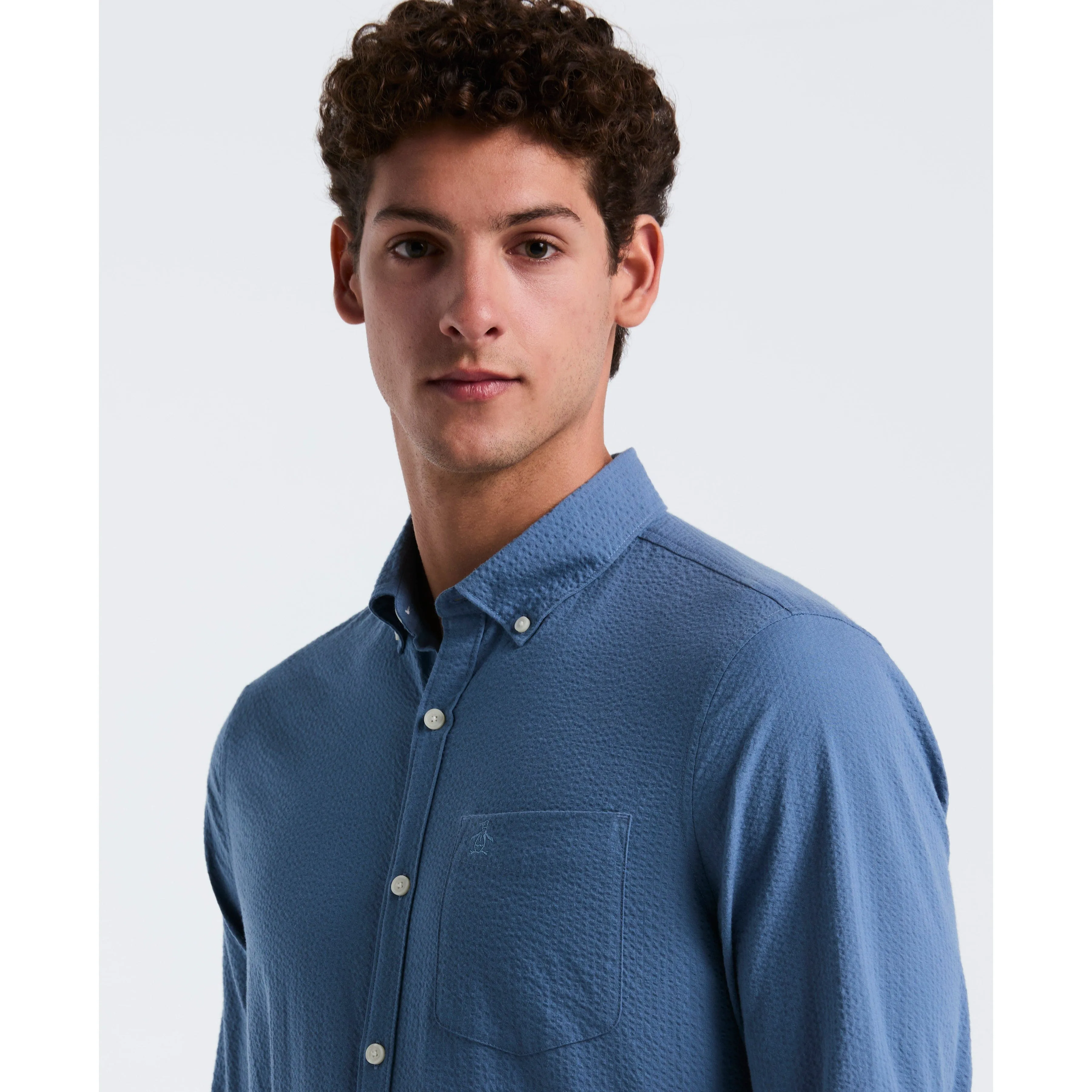 Long Sleeve Seersucker Solid Shirt sold by Original Penguin product image thumbnail 3