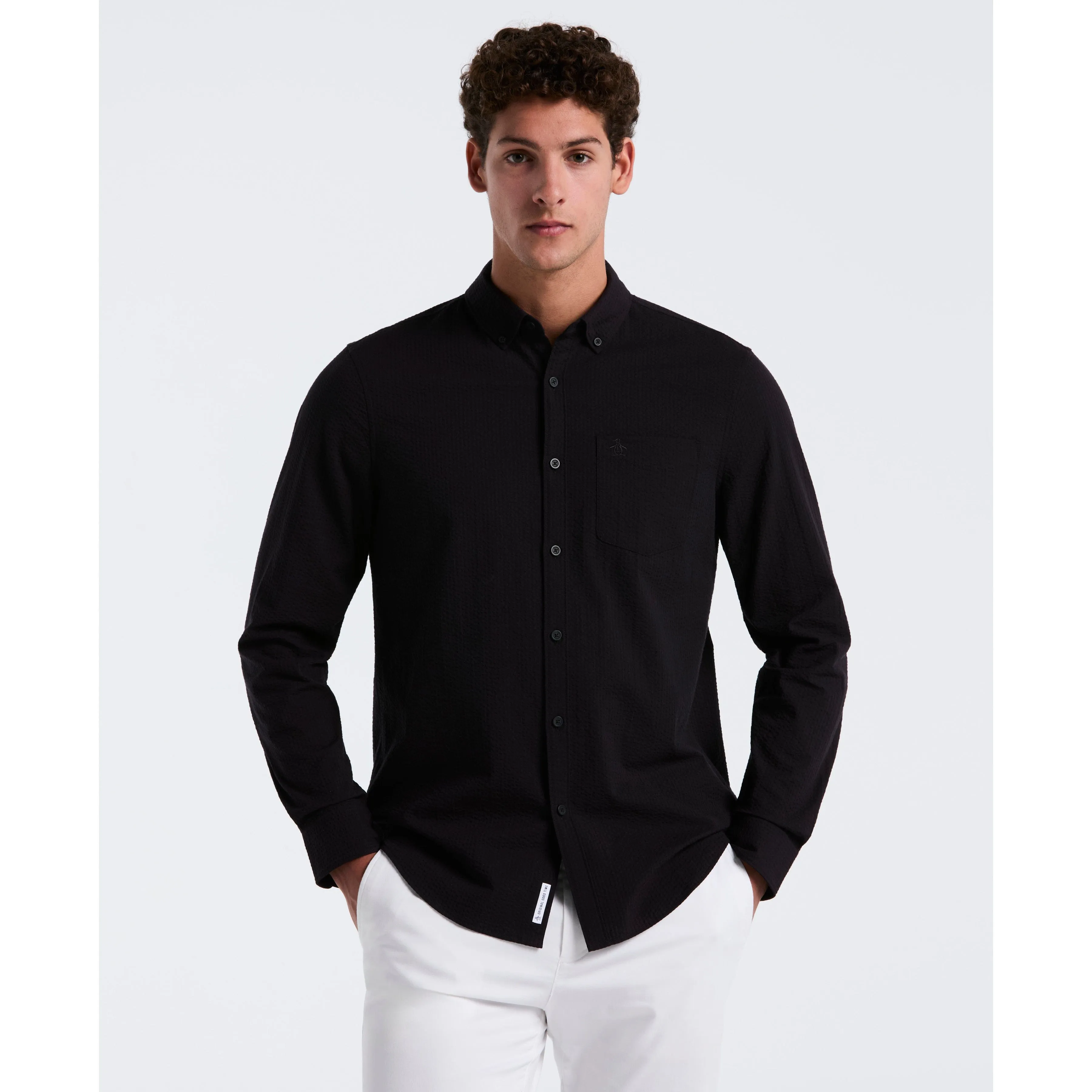 Long Sleeve Seersucker Solid Shirt sold by Original Penguin