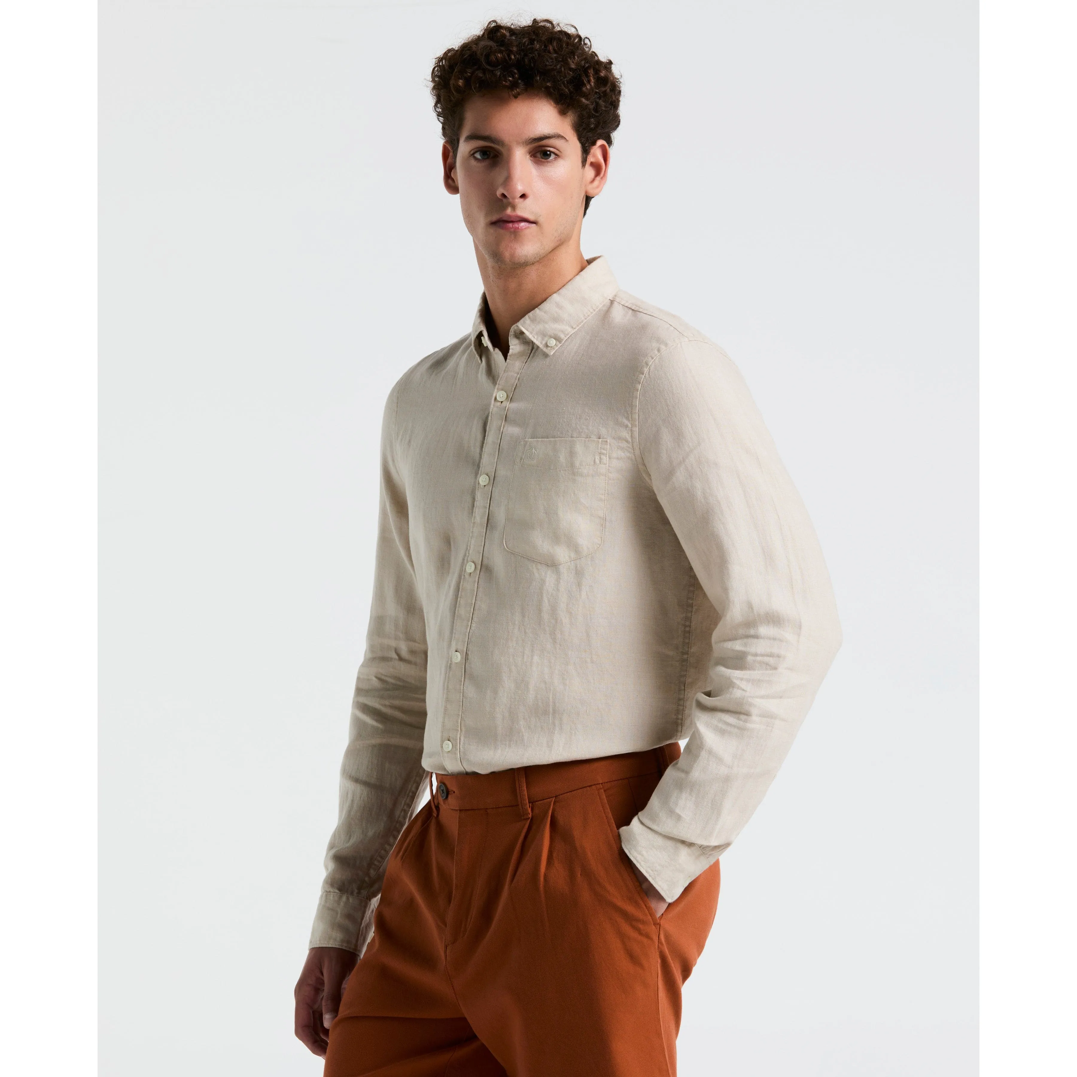 Delave Linen Long Sleeve Button-Down Shirt sold by Original Penguin