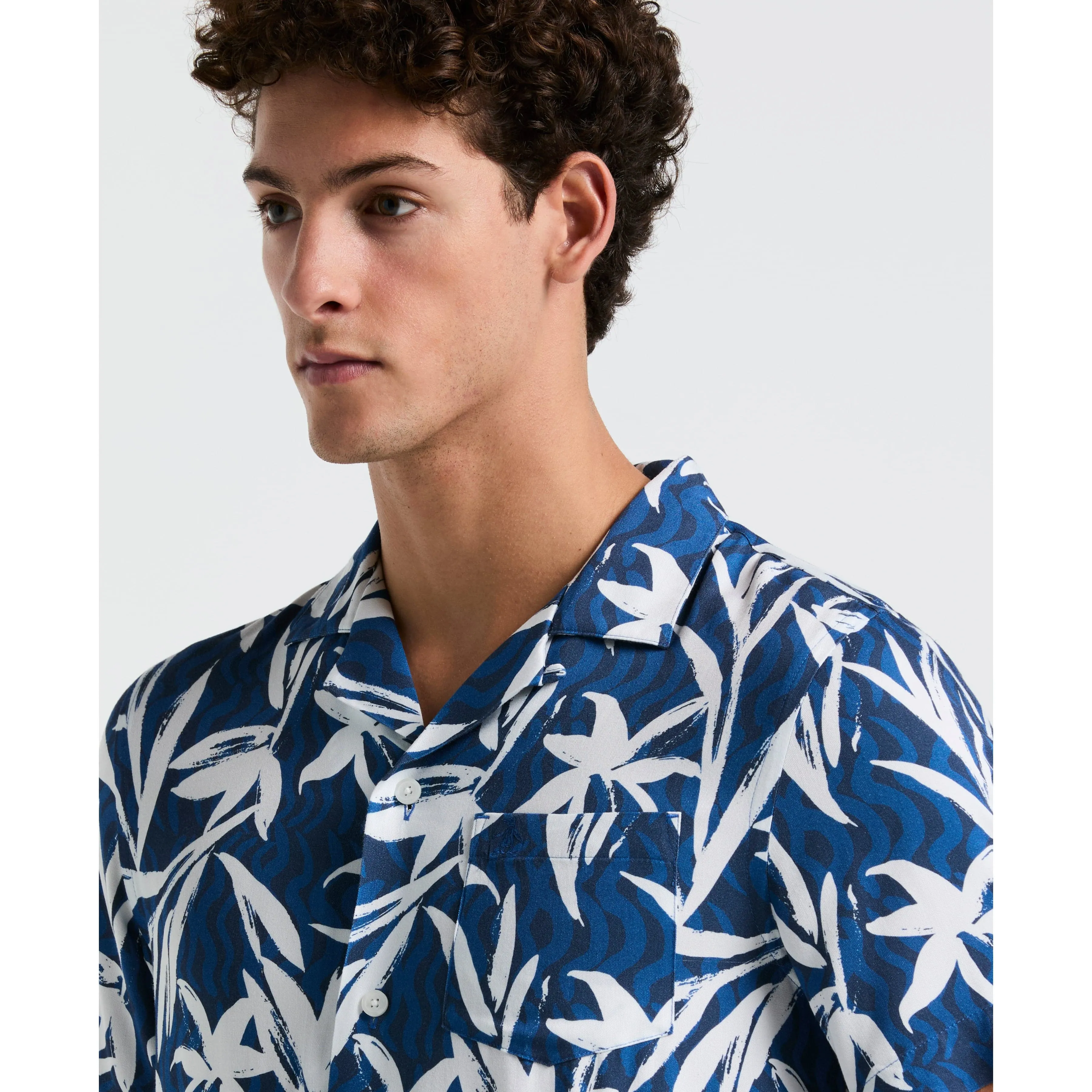 Wave Floral Print Camp Shirt sold by Original Penguin product image thumbnail 3