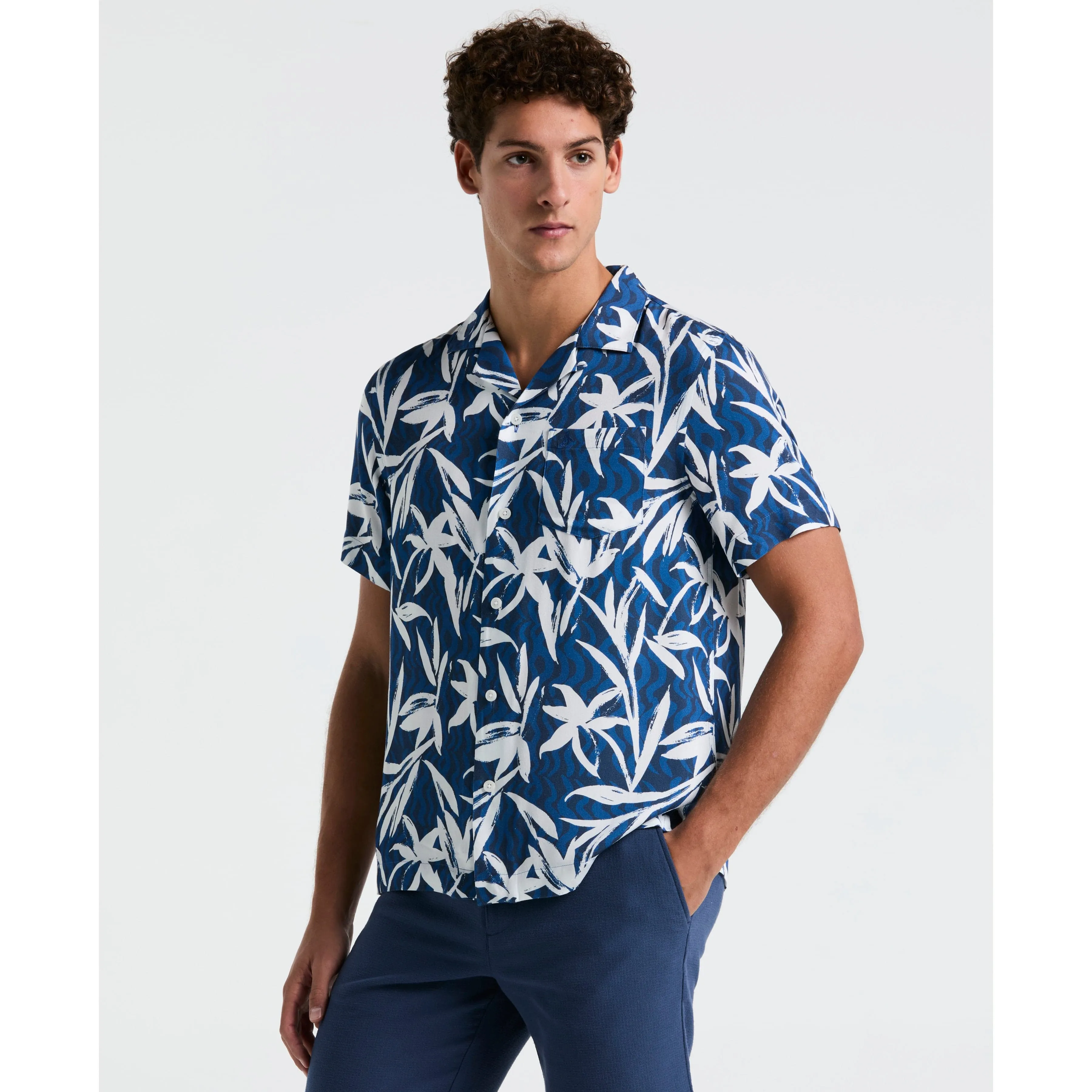 Wave Floral Print Camp Shirt sold by Original Penguin