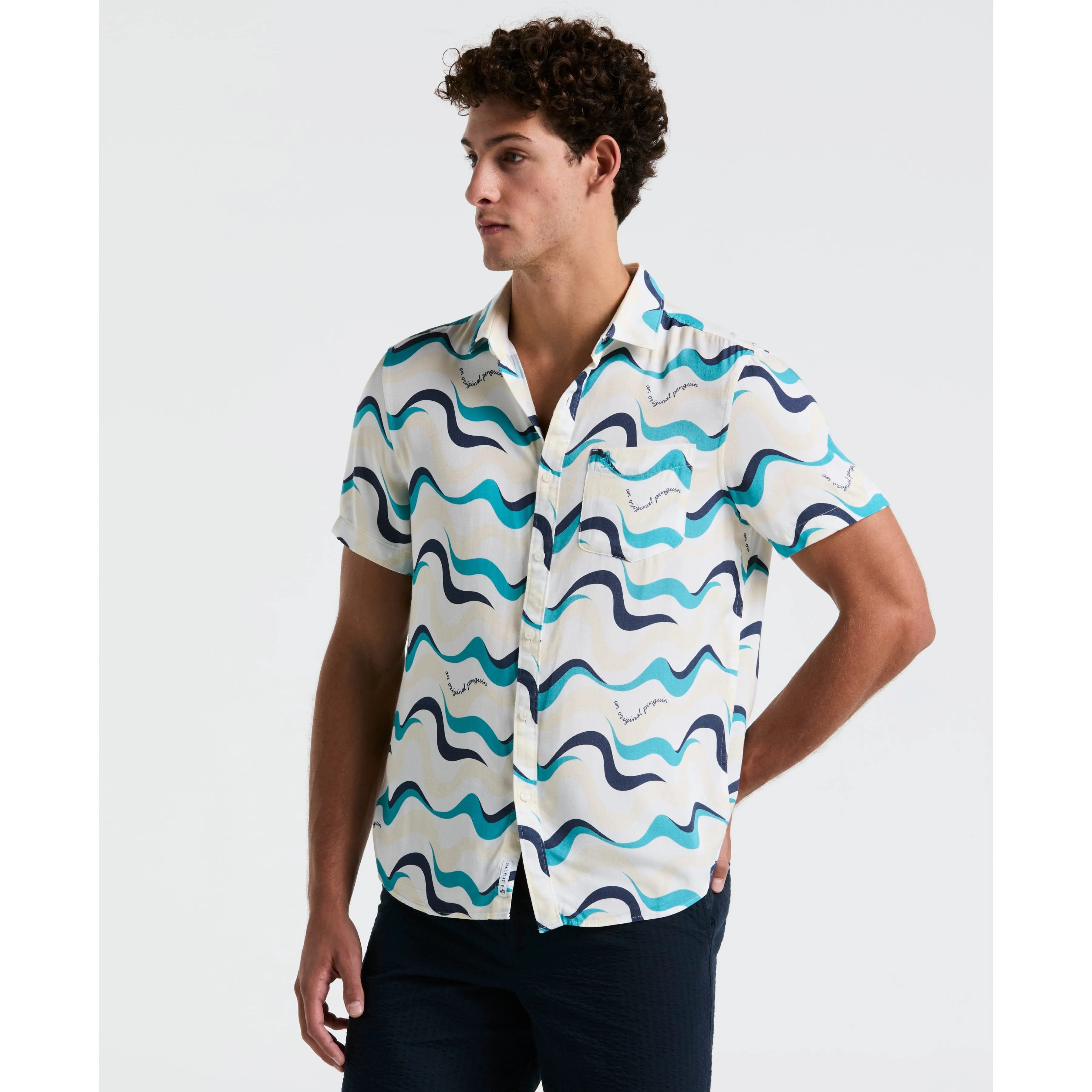 All-Over Print Multiwave Button-Down Shirt sold by Original Penguin
