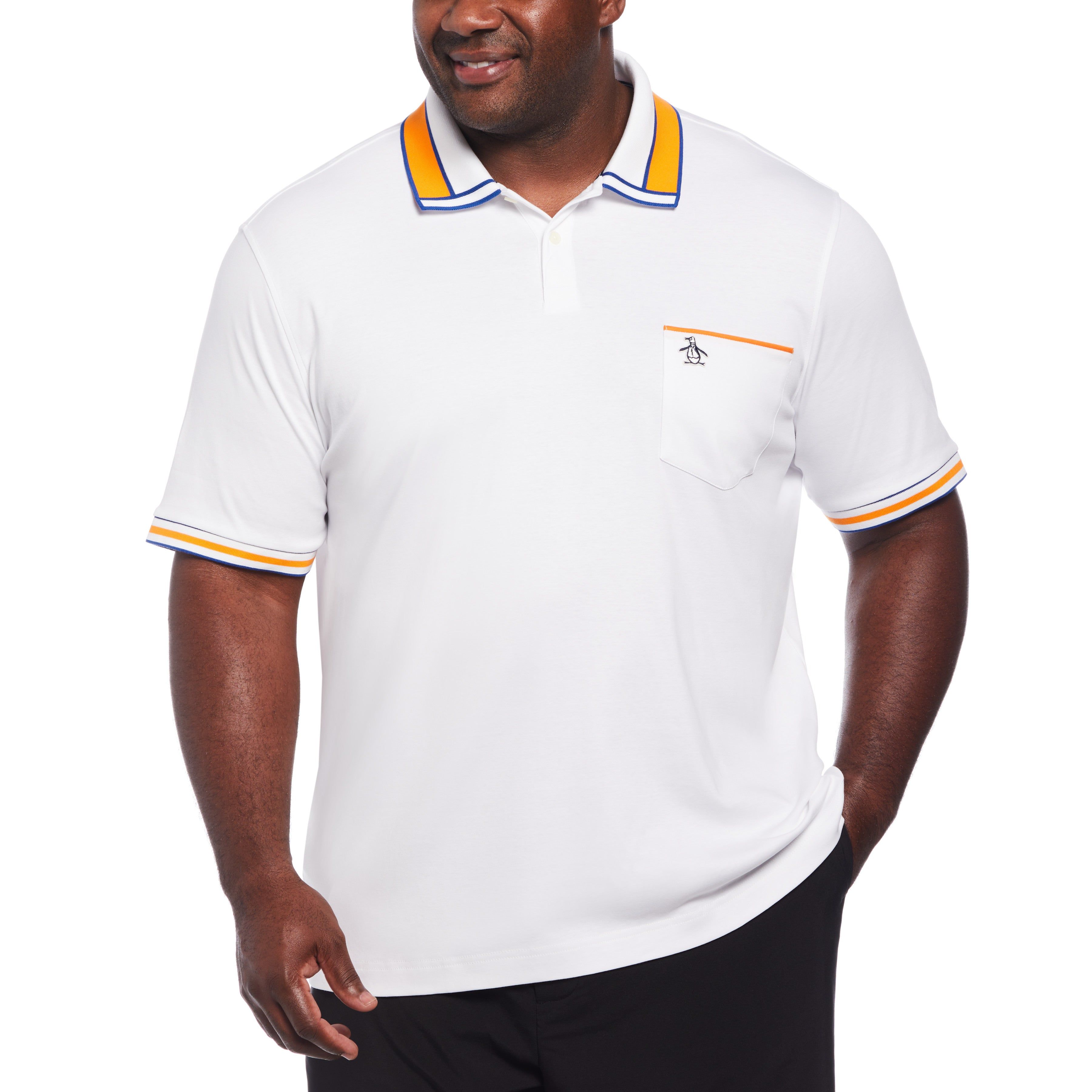 Striped Collar and Cuff Interlock Polo sold by Original Penguin
