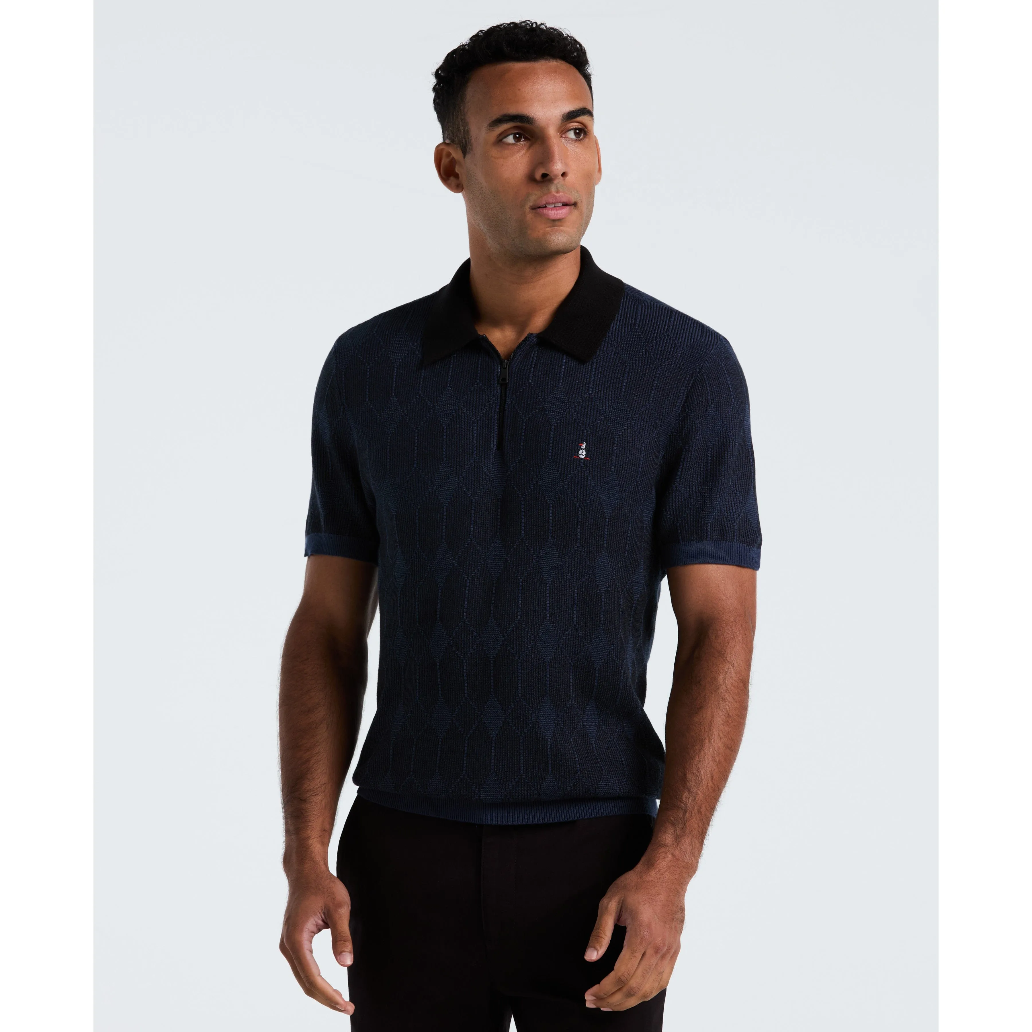 Quarter Zip Jacquard Sweater Polo sold by Original Penguin
