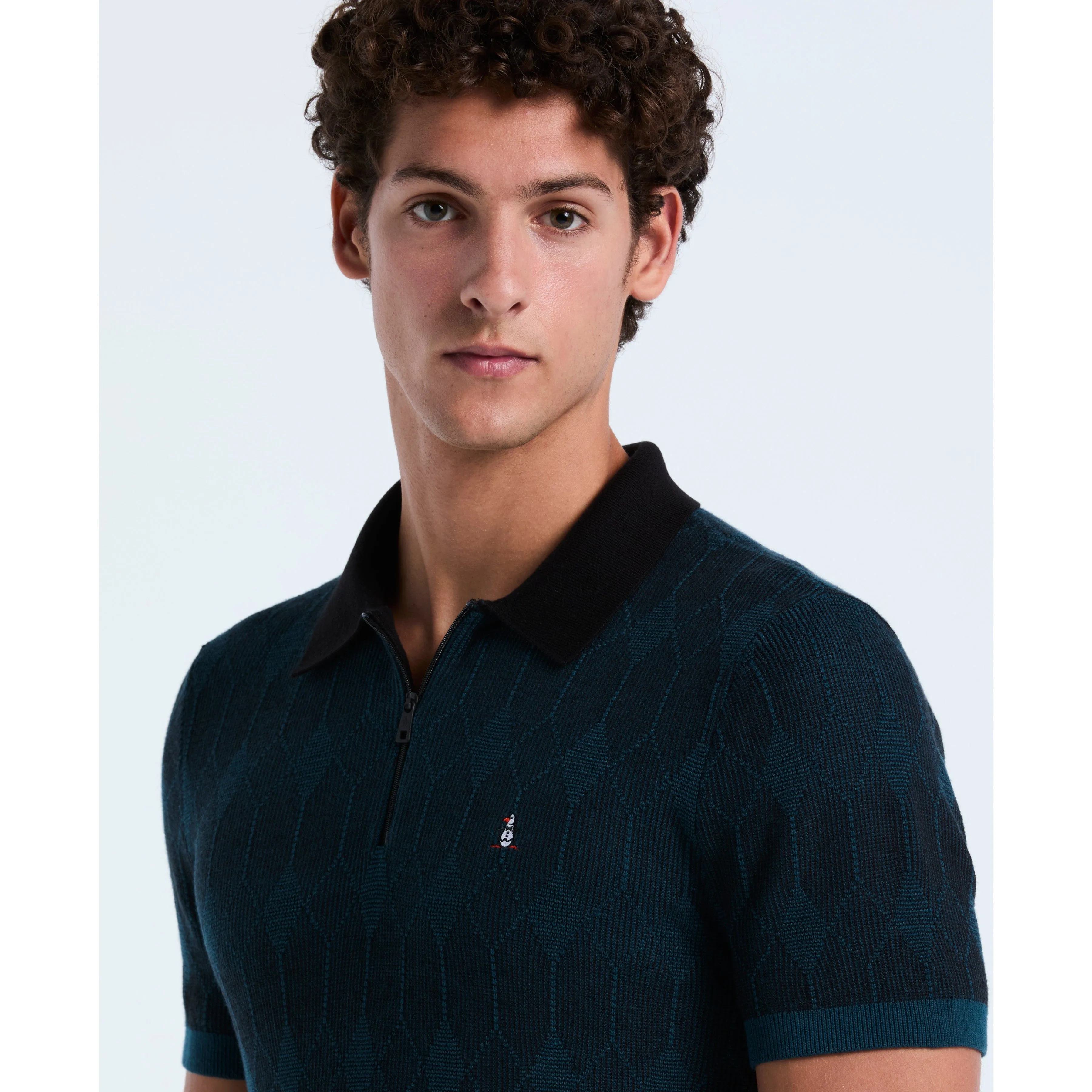Quarter Zip Jacquard Sweater Polo sold by Original Penguin product image thumbnail 3