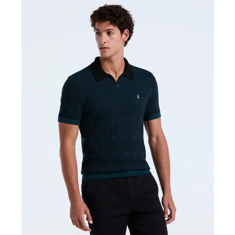 Quarter Zip Jacquard Sweater Polo sold by Original Penguin