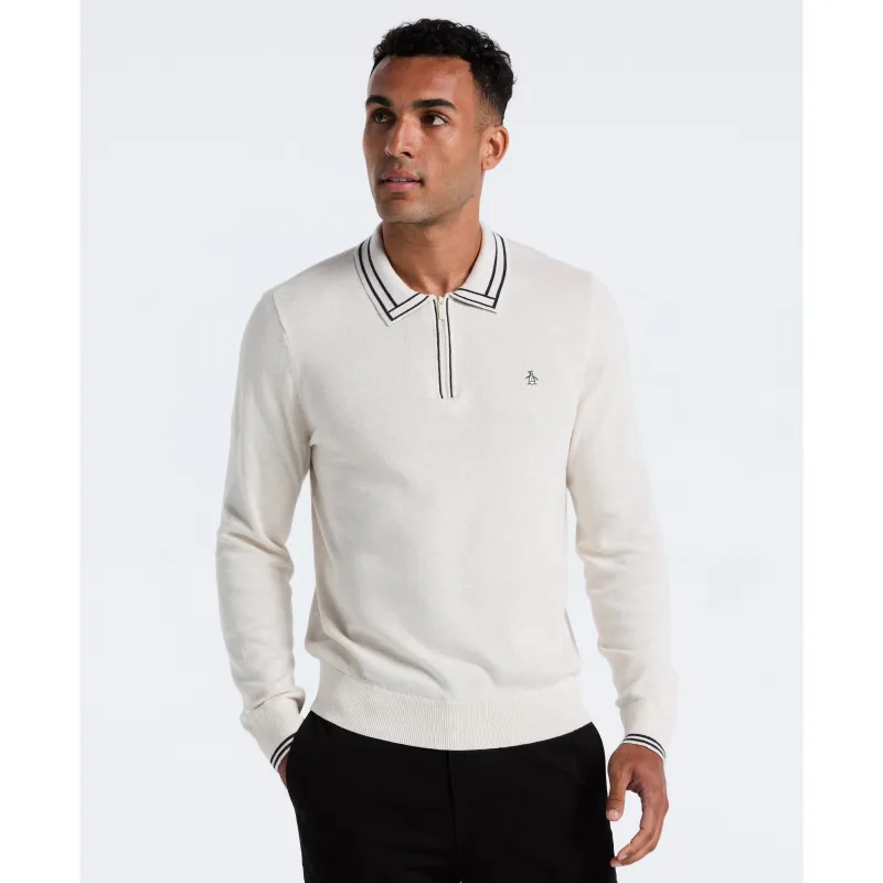 Tipped Quarter Zip Sweater Polo sold by Original Penguin