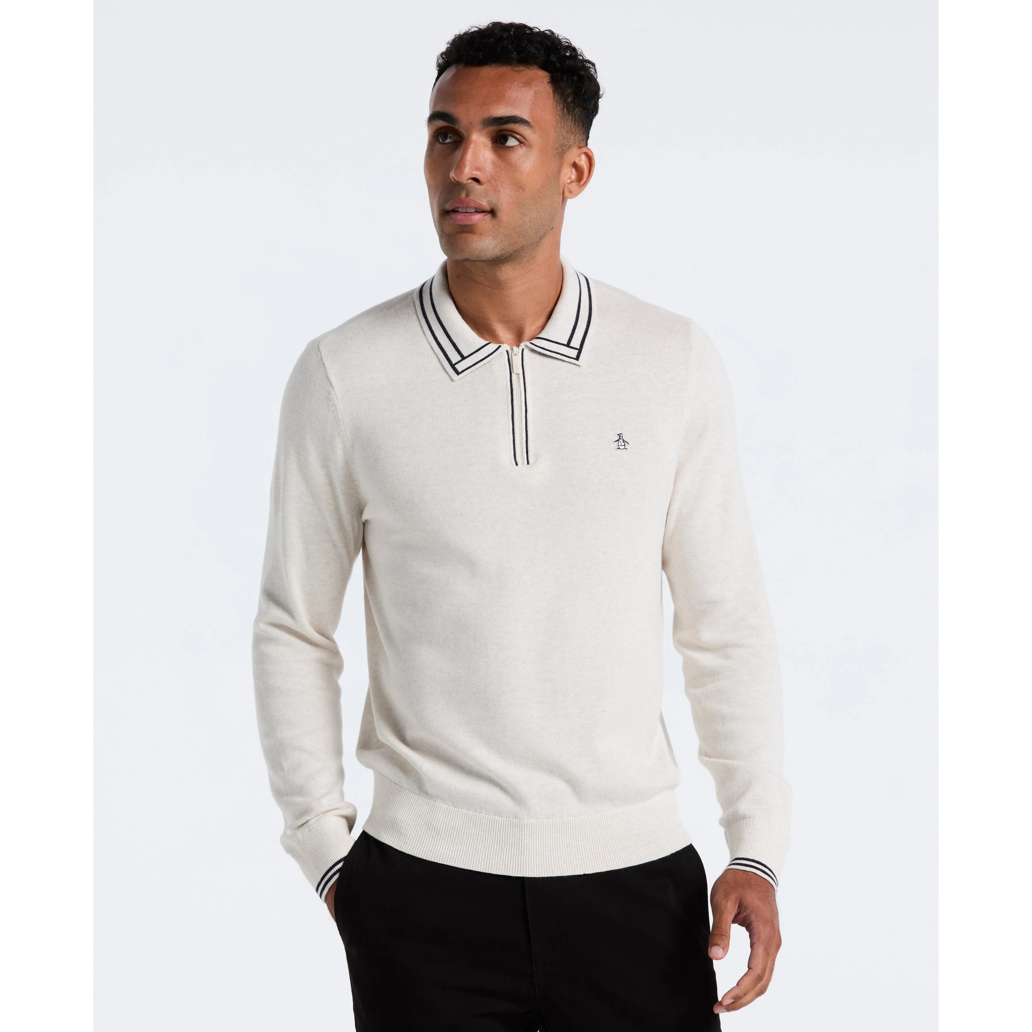 Tipped Quarter Zip Sweater Polo sold by Original Penguin