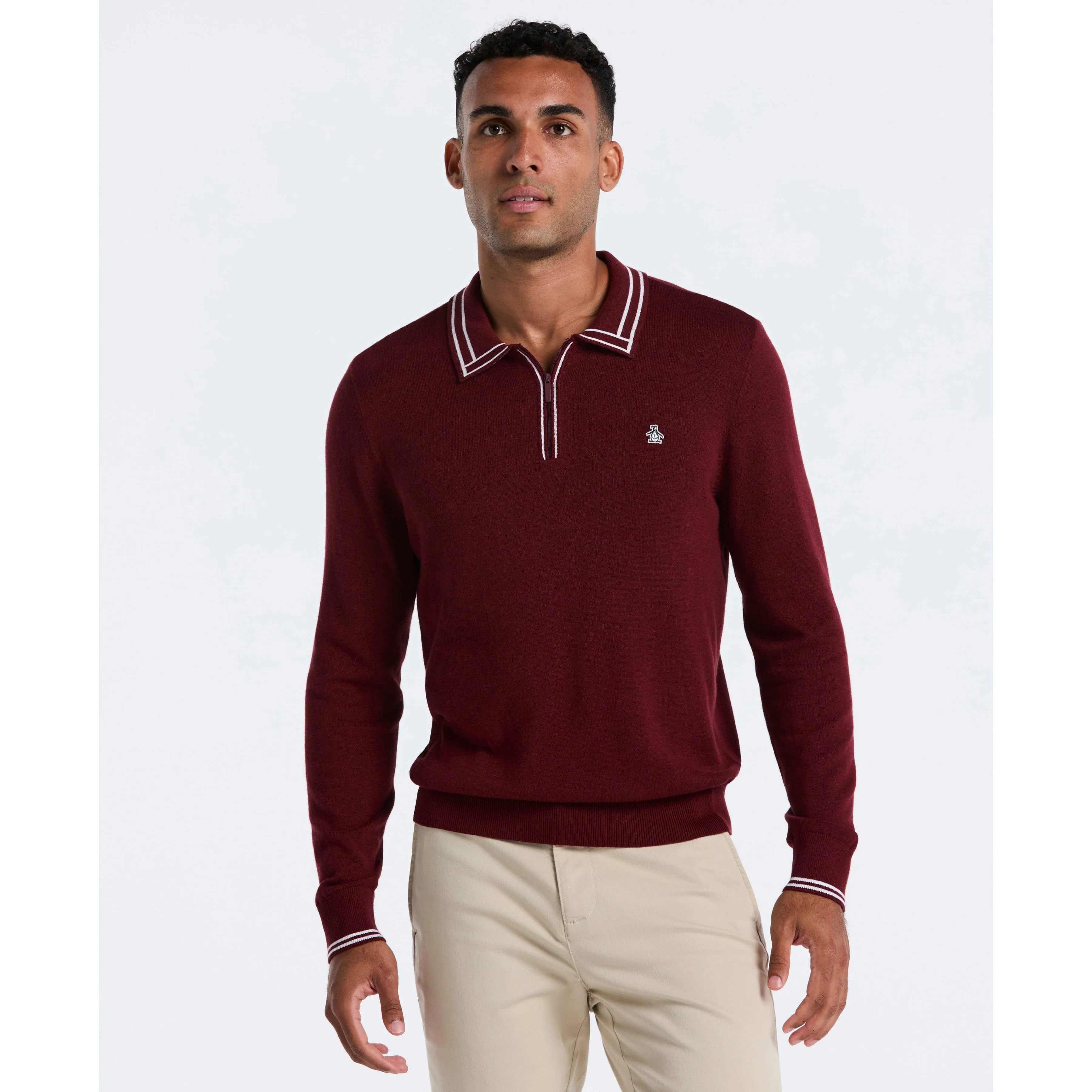 Tipped Quarter Zip Sweater Polo sold by Original Penguin