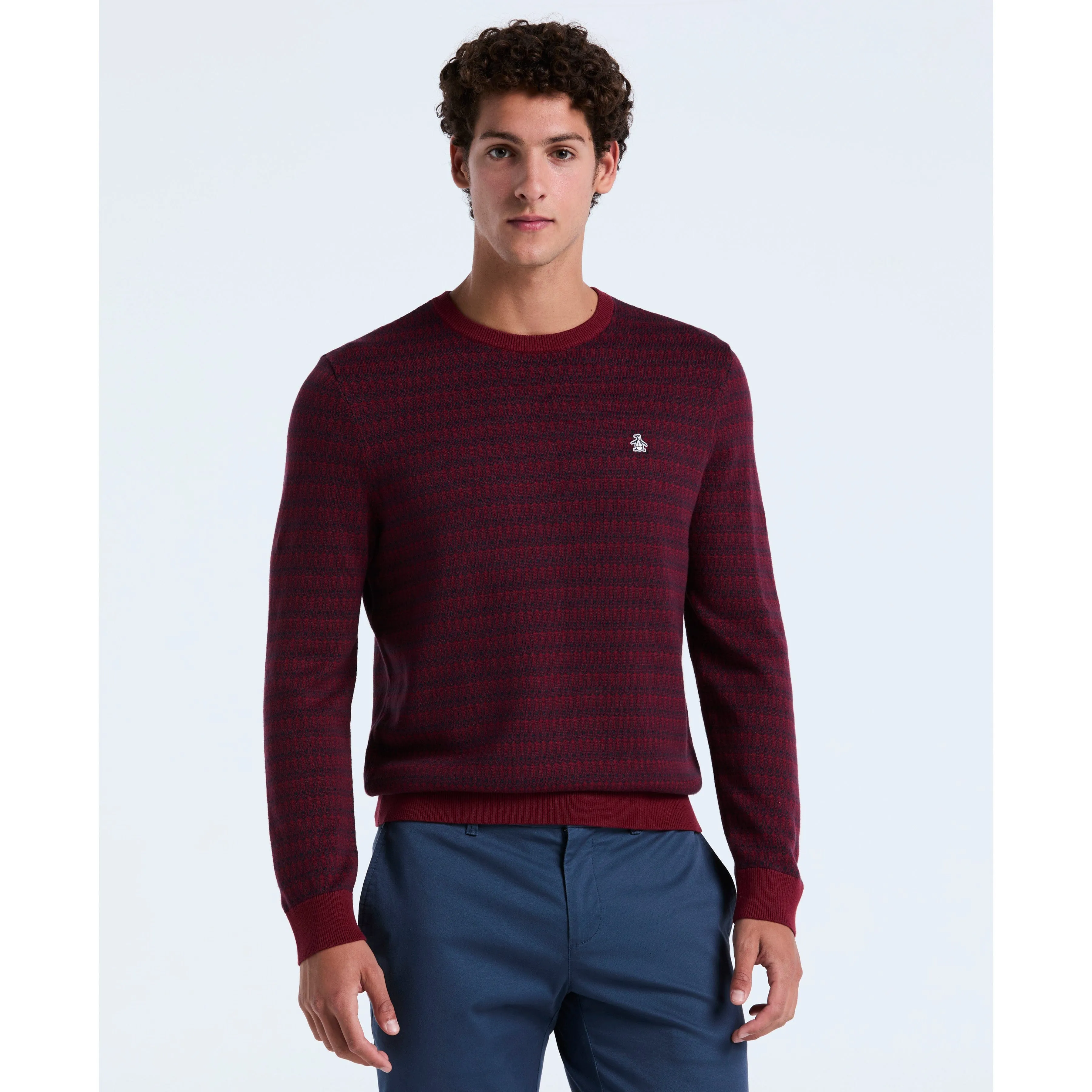 Geo Jacquard Crewneck Sweater sold by Original Penguin