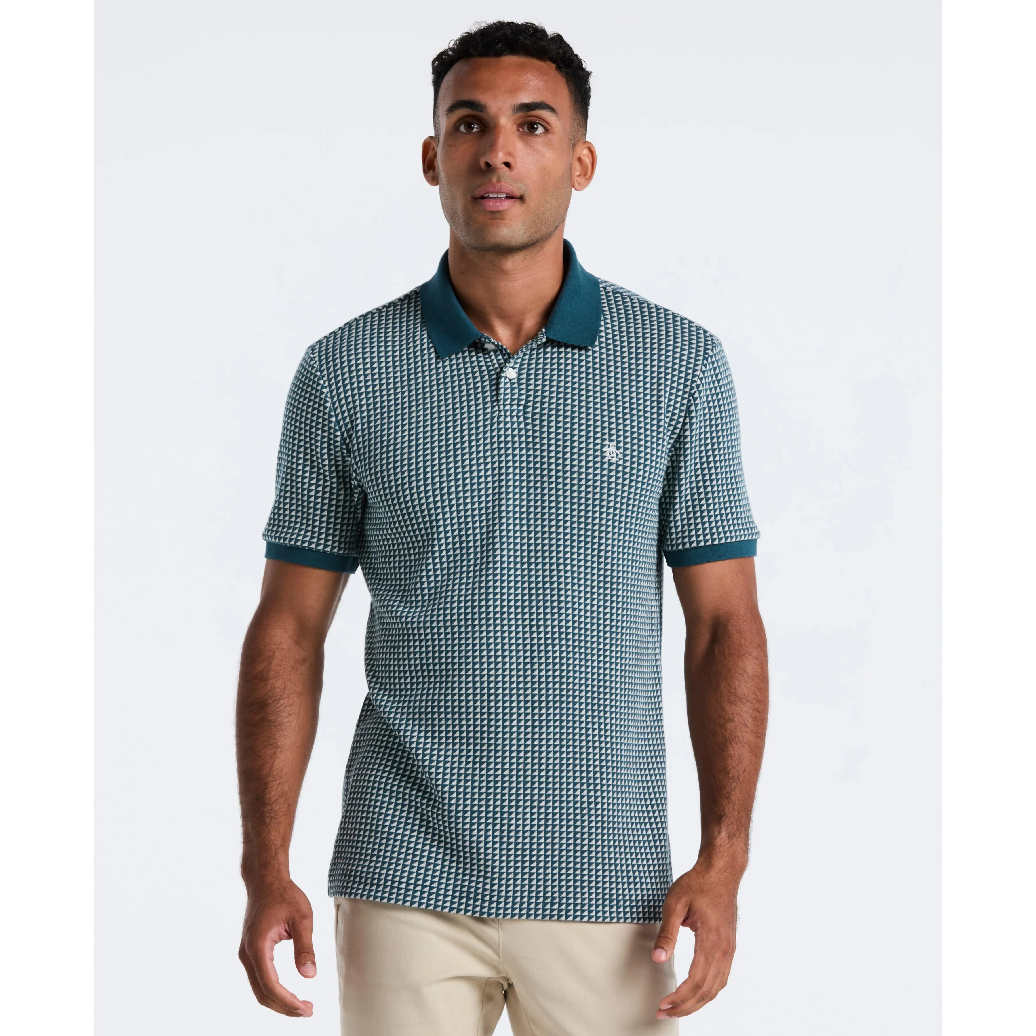 Jacquard Ribbed Triangle Polo sold by Original Penguin
