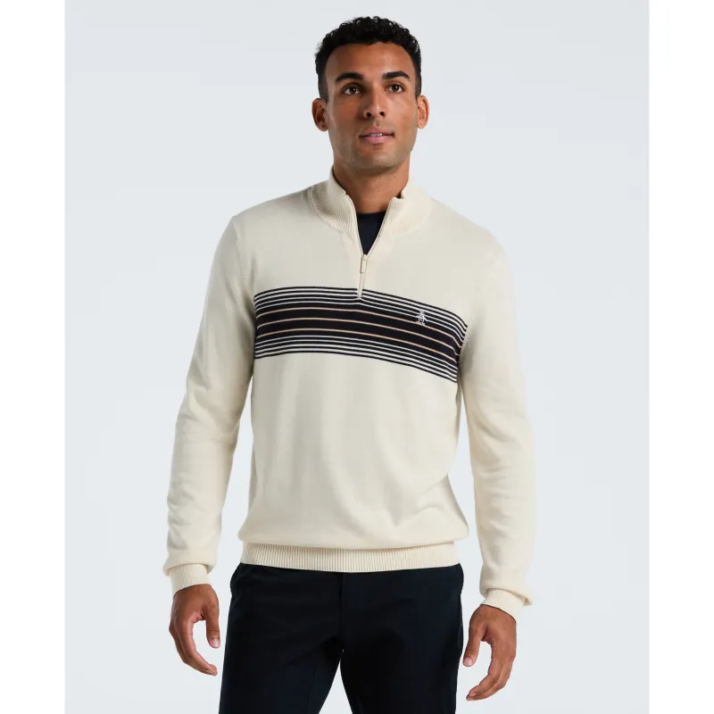 Quarter Zip Chest Stripe Sweater sold by Original Penguin