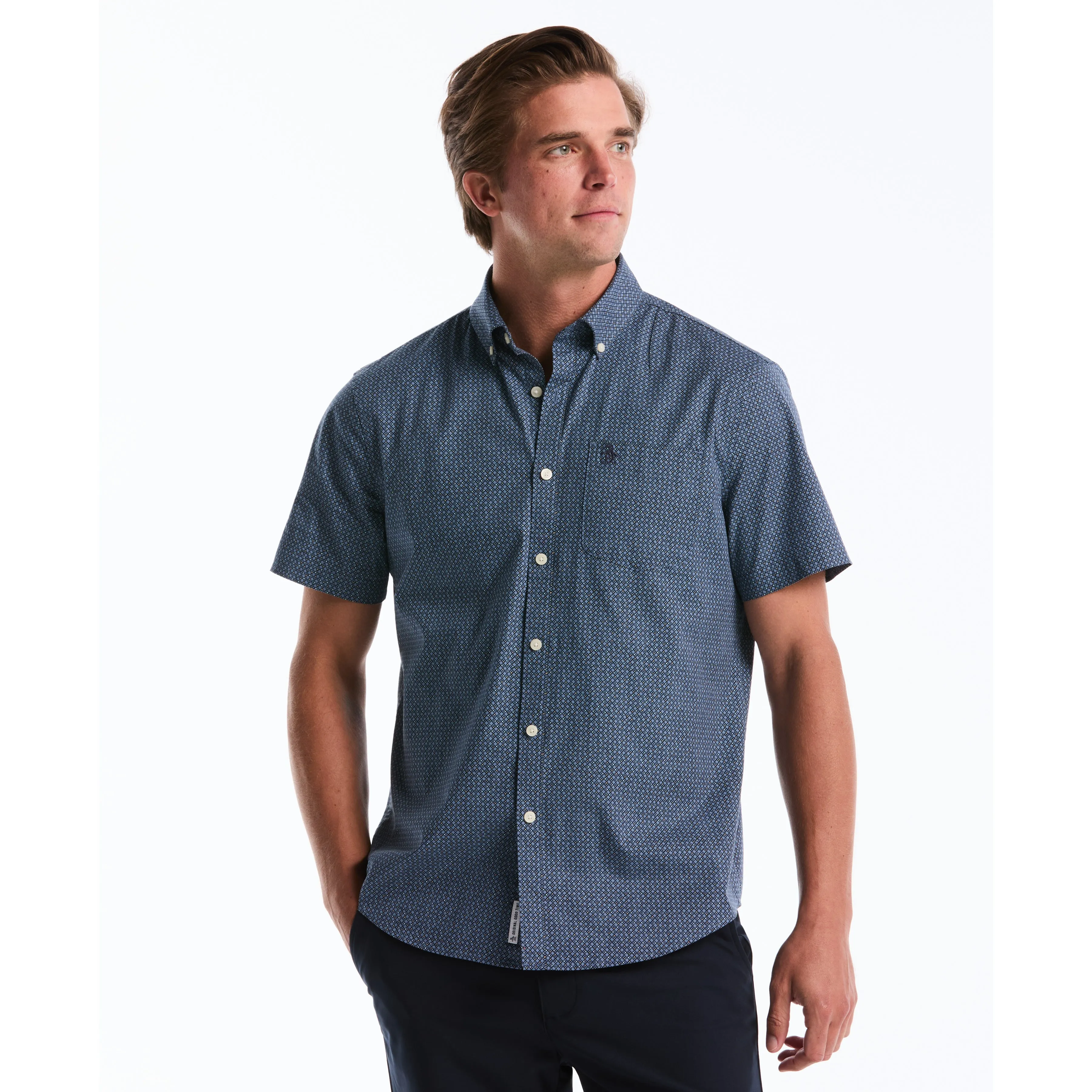 Micro Geo Print Cotton Shirt sold by Original Penguin