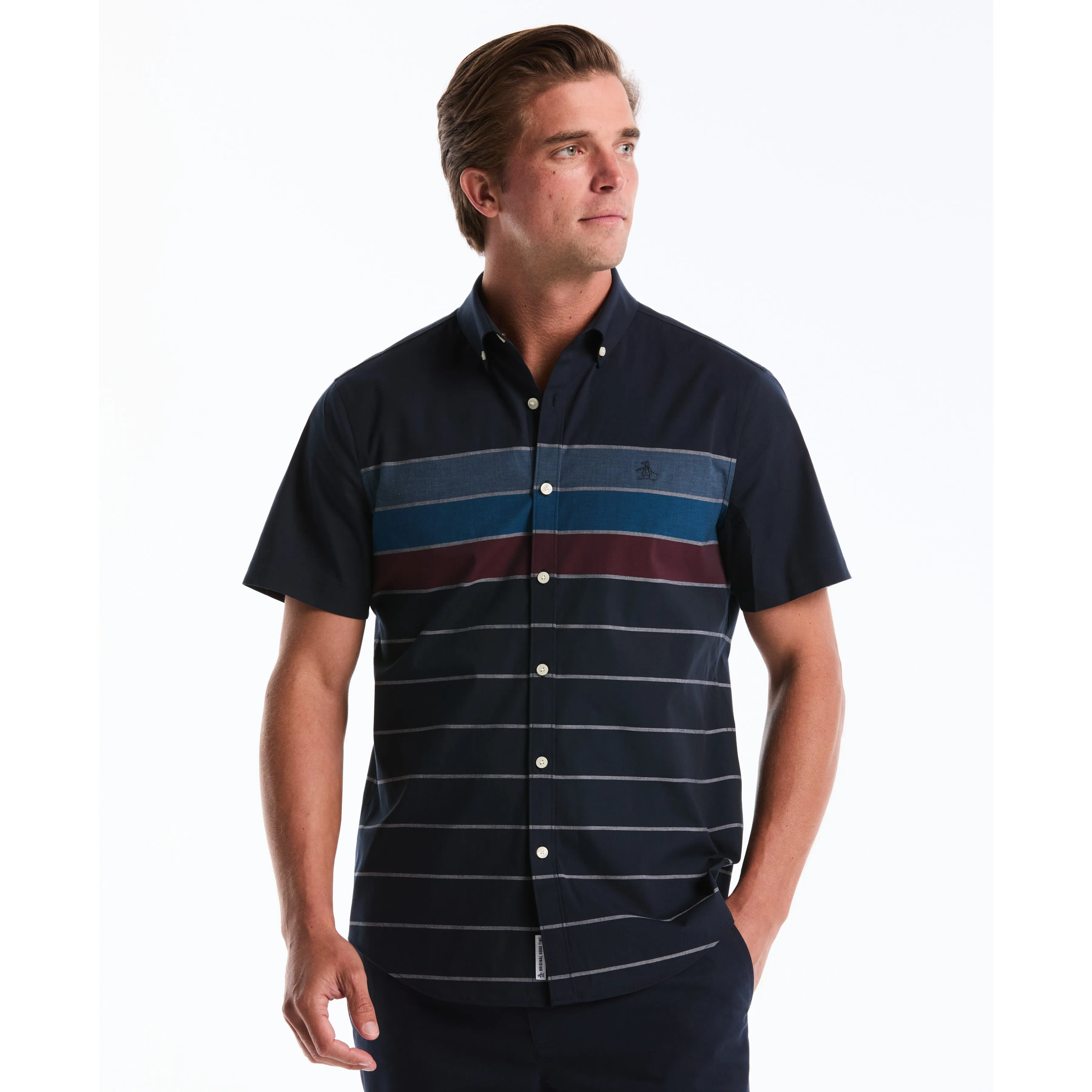 Stripe Button-Down Poplin Shirt sold by Original Penguin