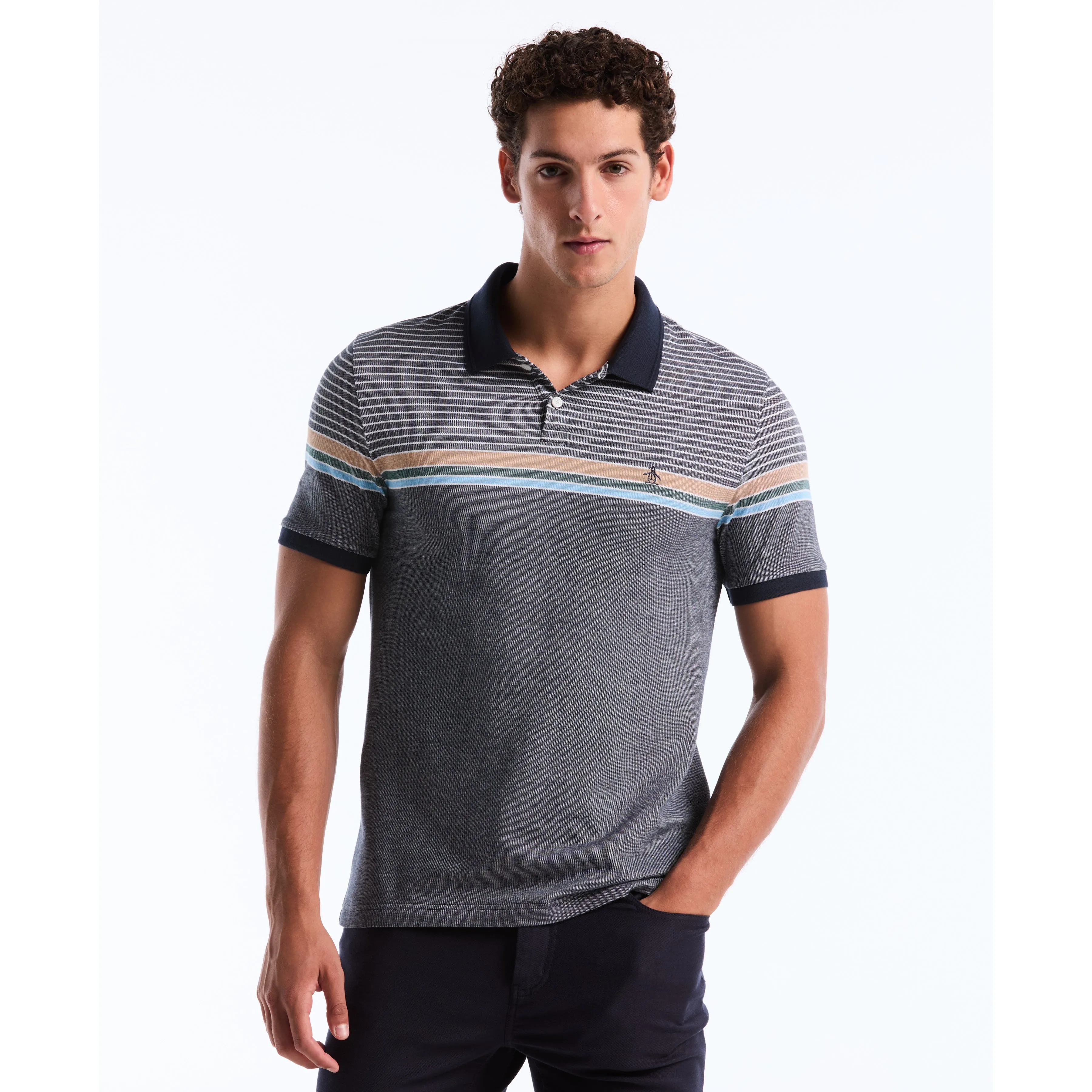 Birdseye Chest Stripe Polo sold by Original Penguin