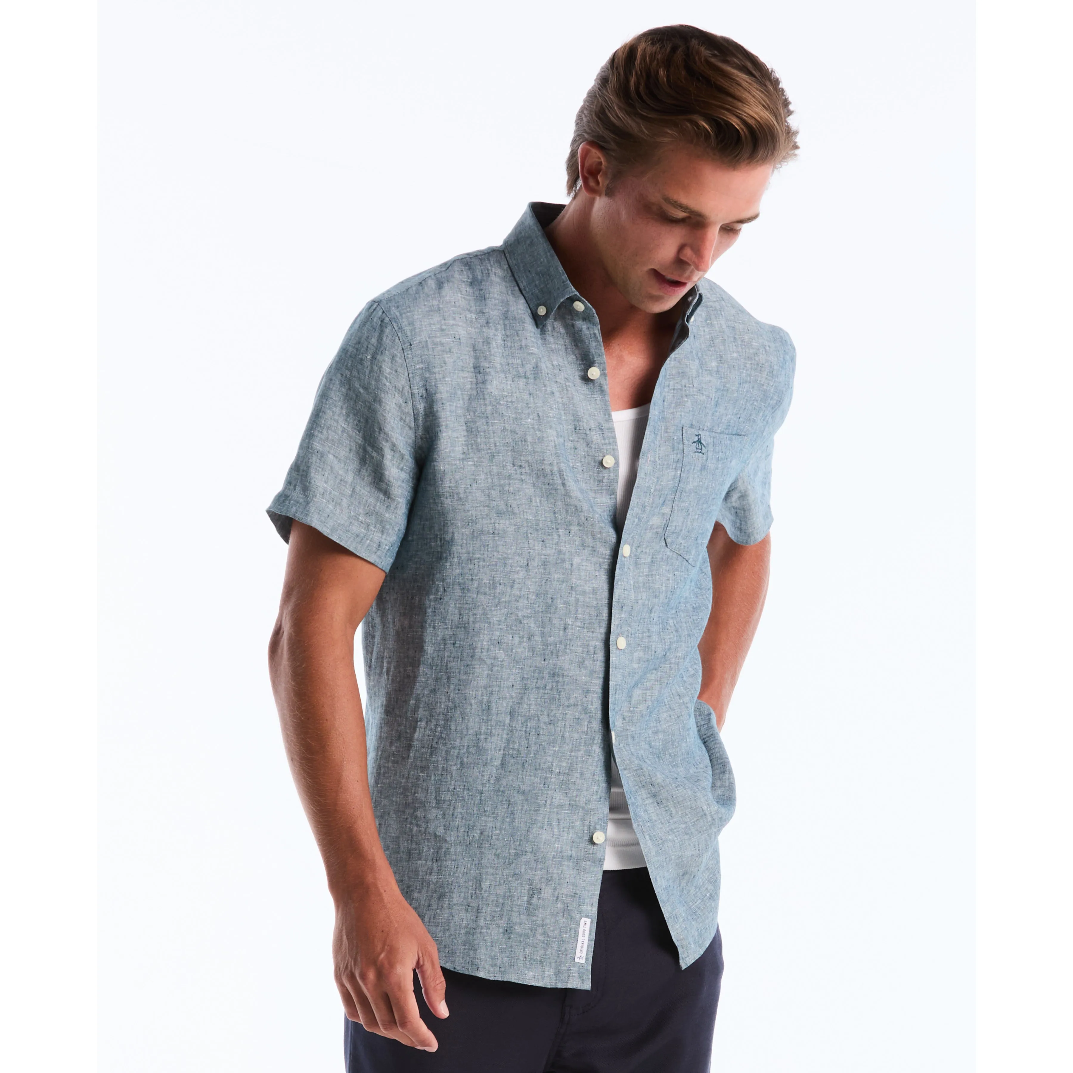 Short Sleeve Washed Linen Shirt sold by Original Penguin product image thumbnail 5