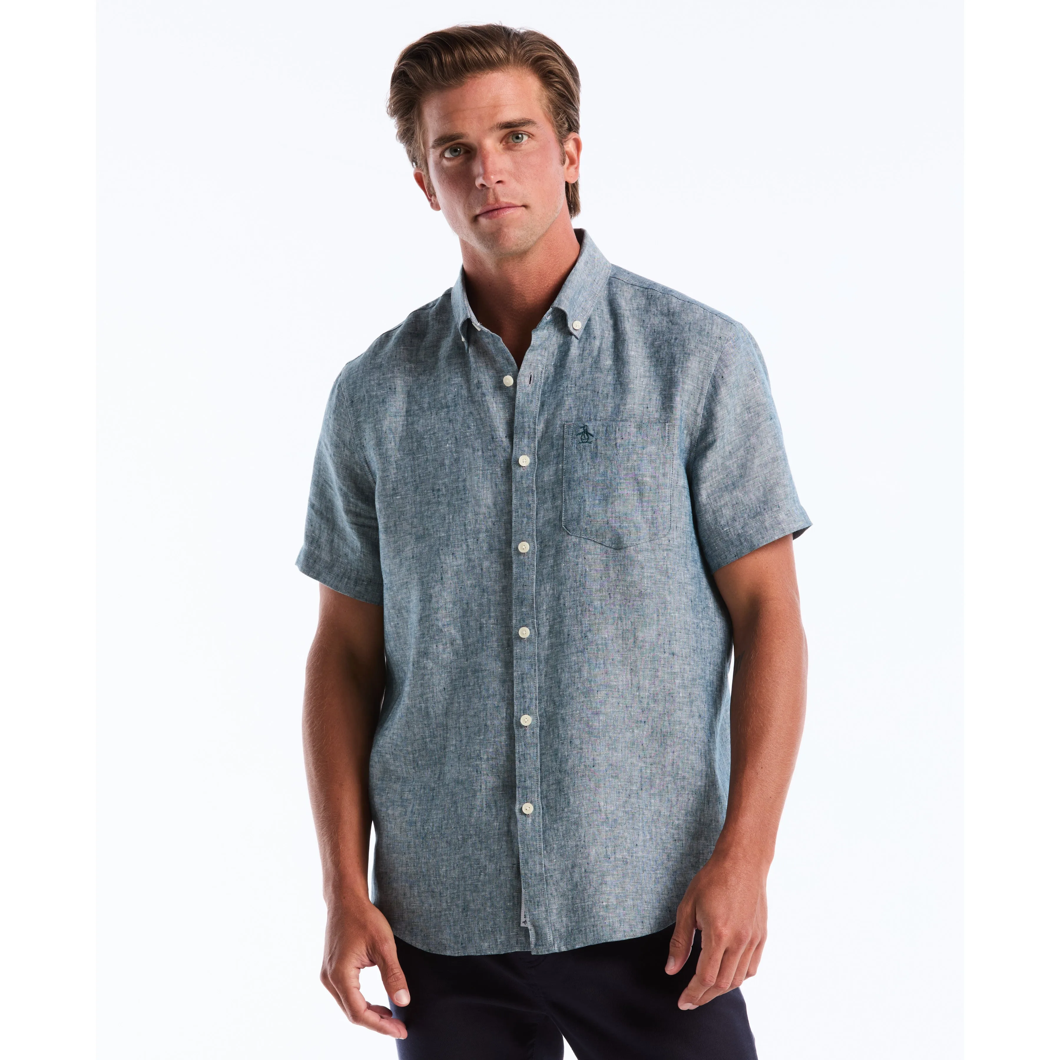 Short Sleeve Washed Linen Shirt sold by Original Penguin