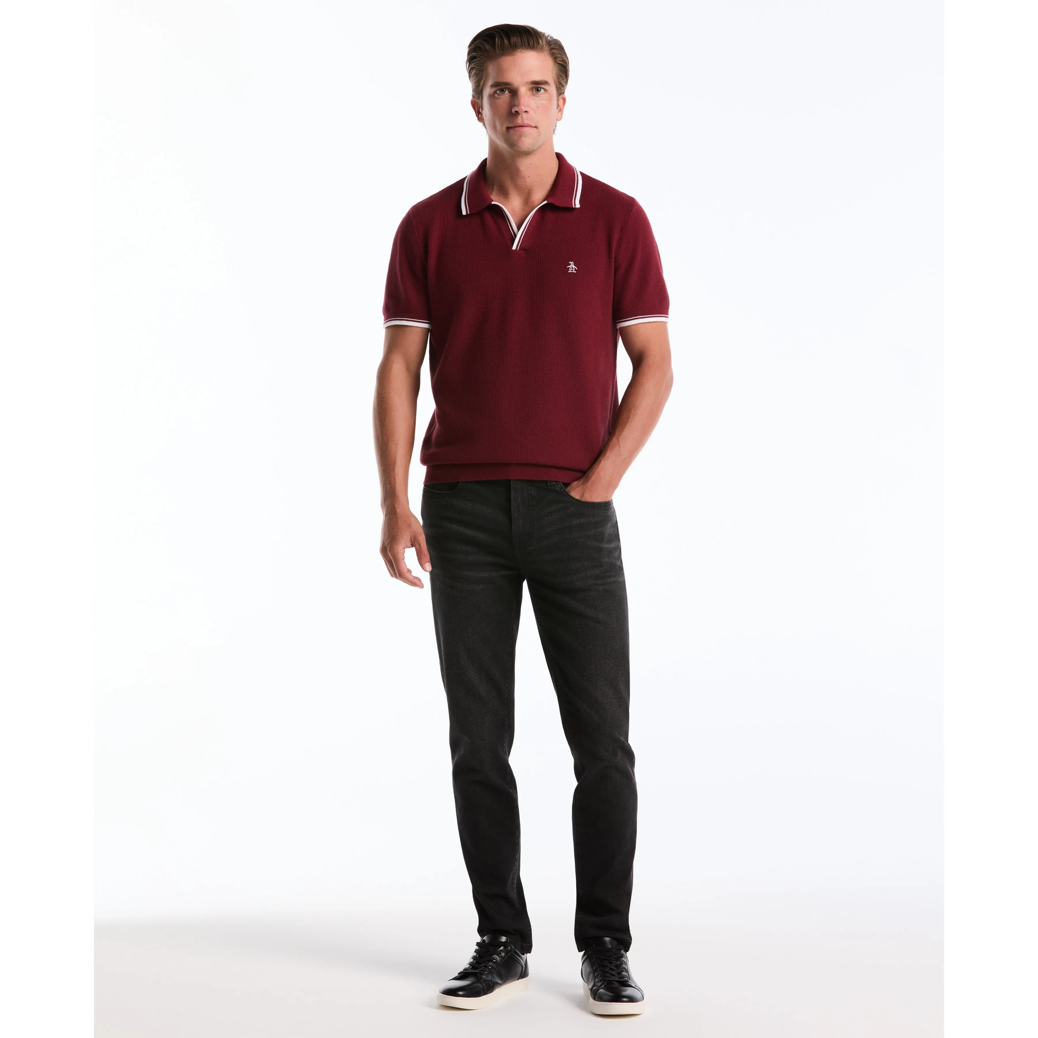 Textured Johnny Collar Sweater Polo sold by Original Penguin product image thumbnail 4