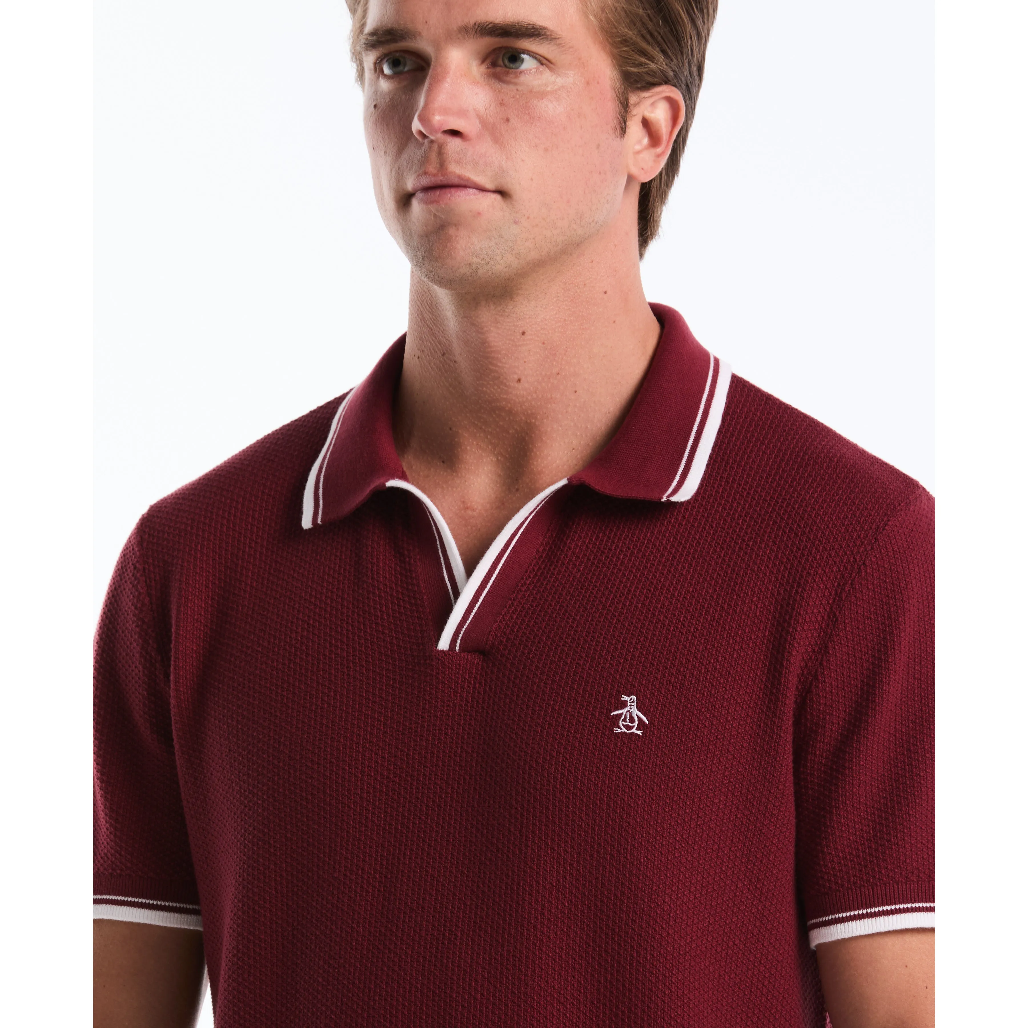 Textured Johnny Collar Sweater Polo sold by Original Penguin product image thumbnail 3